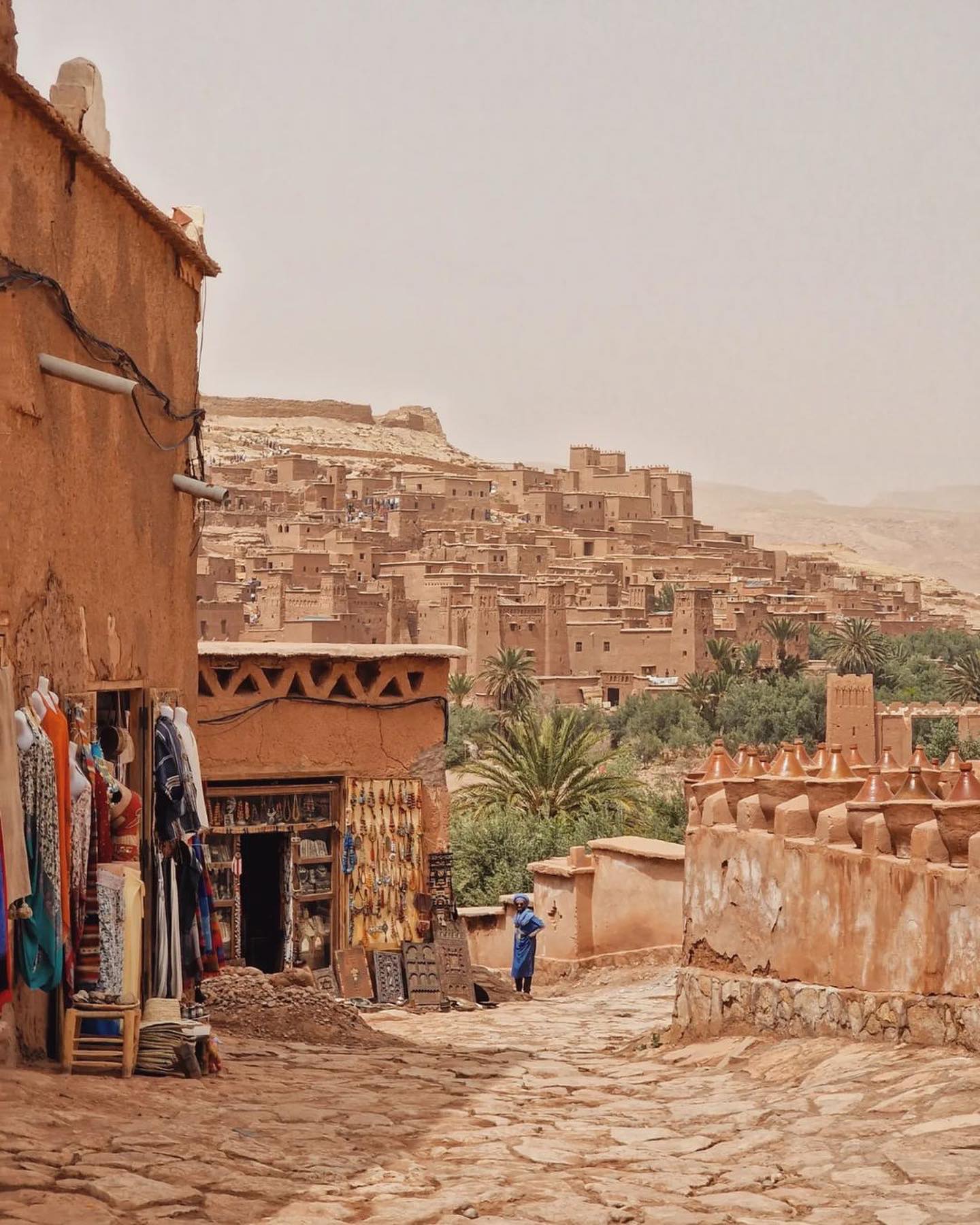 Panoramic view of the UNESCO-listed fortified village of Ait Ben Haddou in southern Morocco