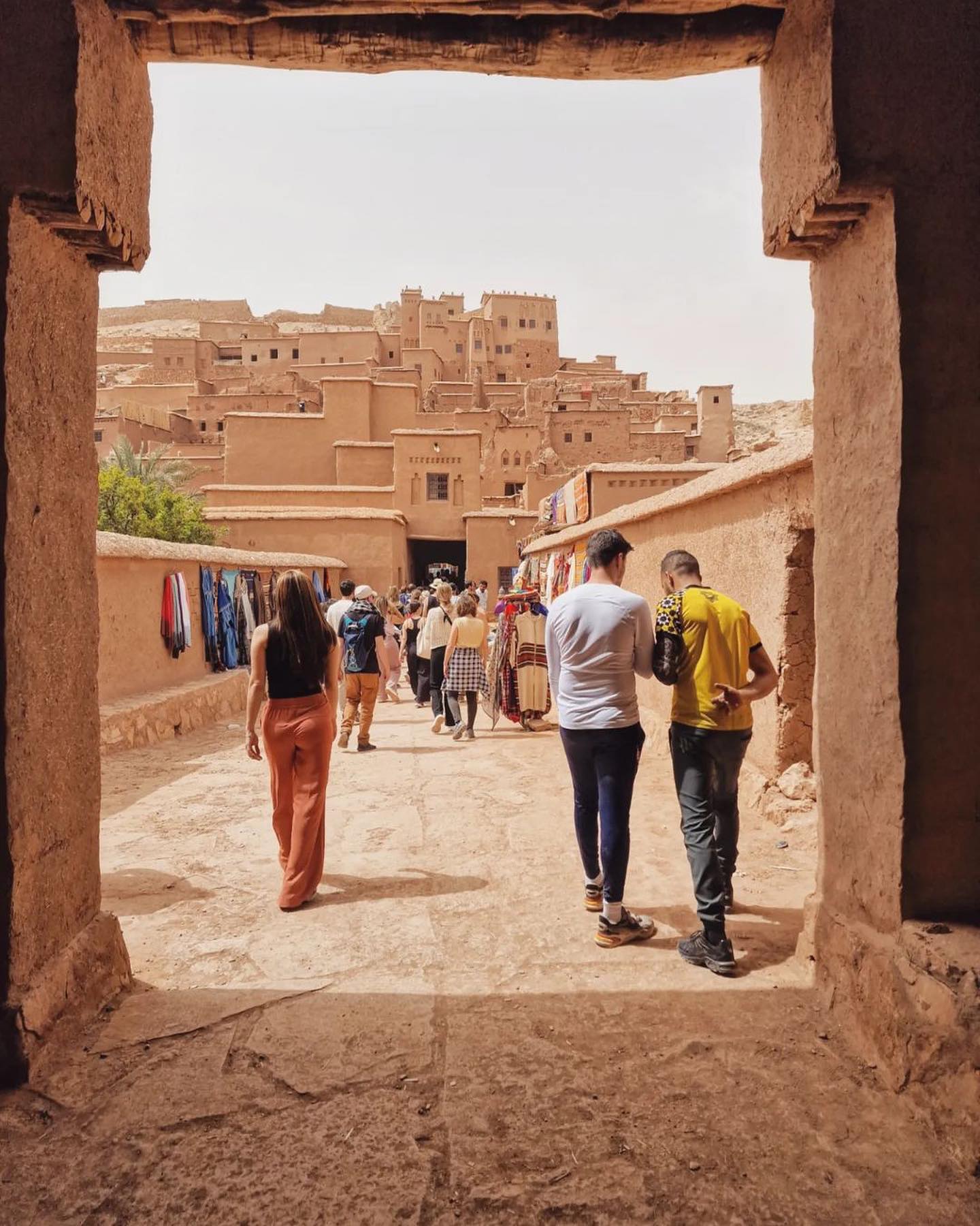 Decorated window detail on an adobe wall in Ait Ben Haddou