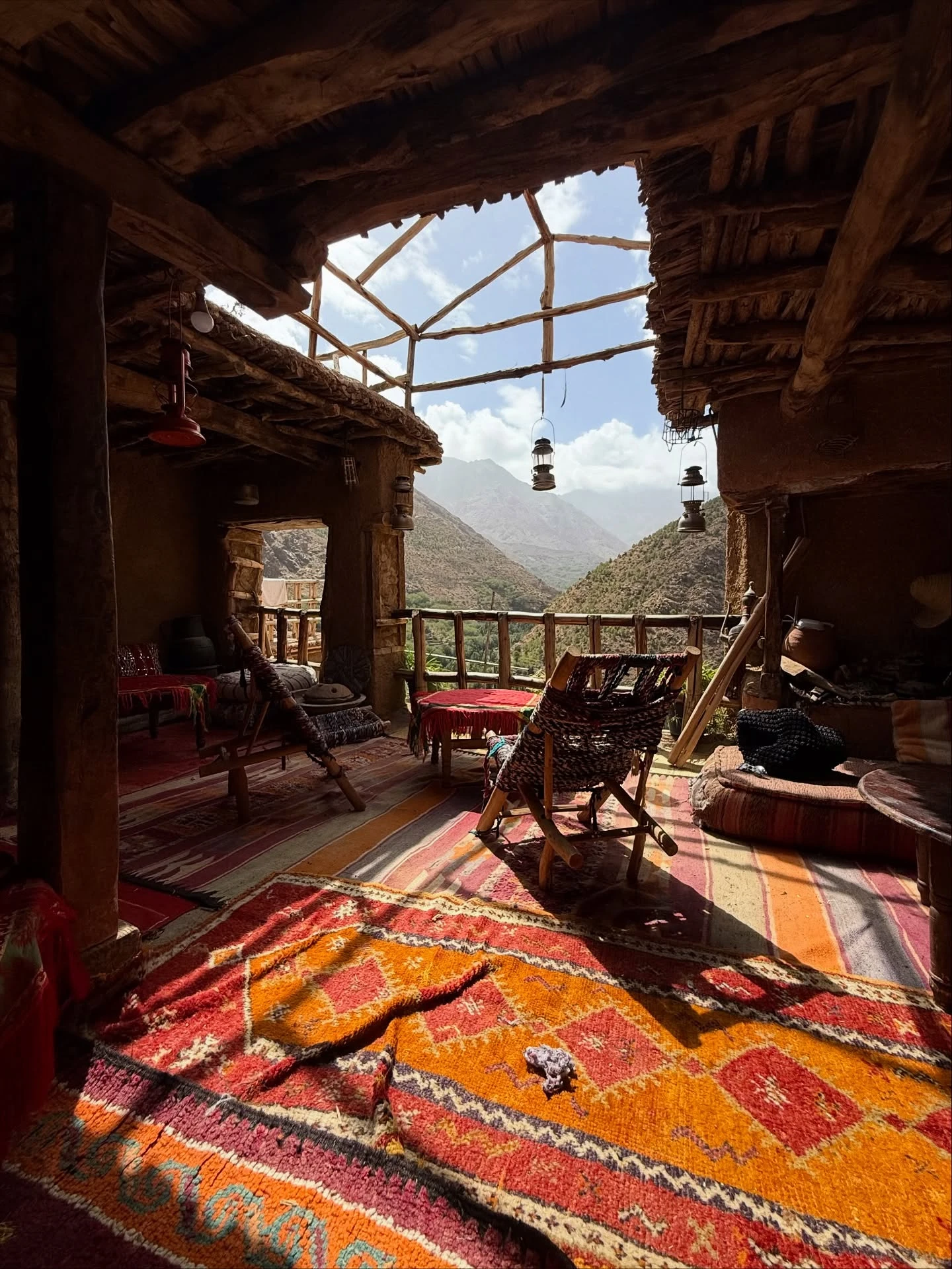 Asni Valley fruit orchards and snow-capped Atlas Mountains backdrop