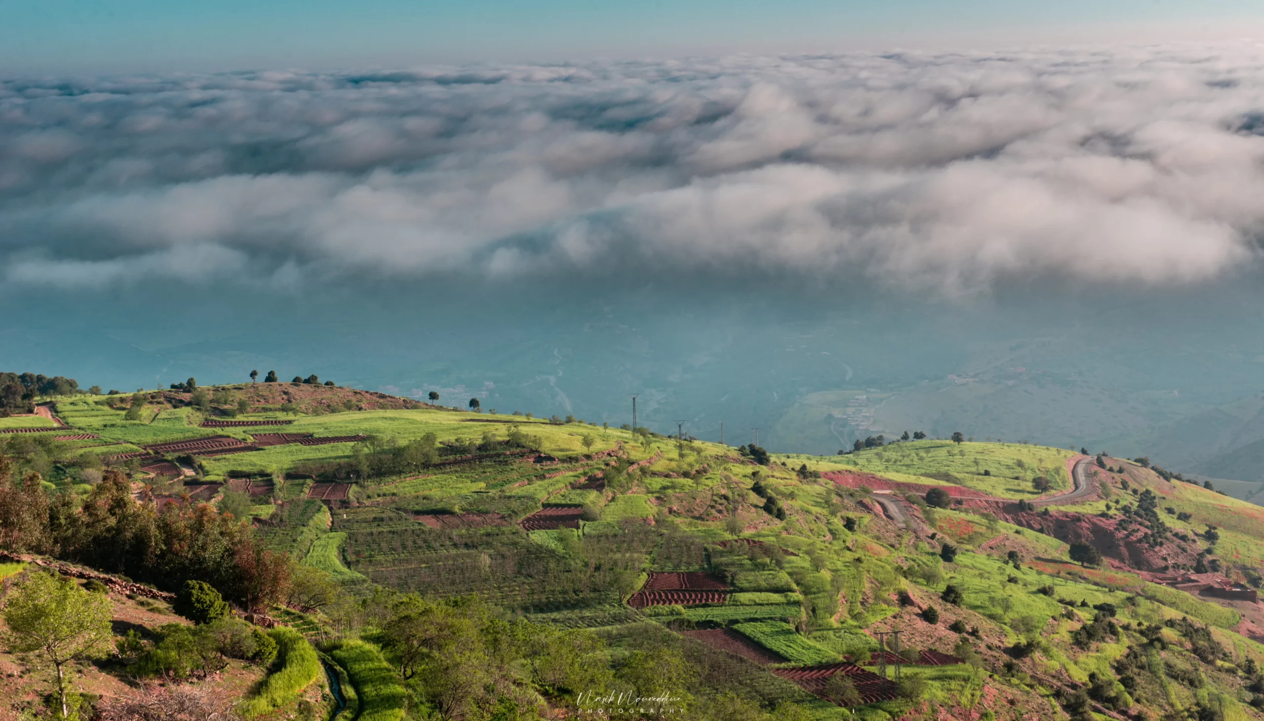 Panoramic view of Imlil Valley and trekking paths in the High Atlas Mountains