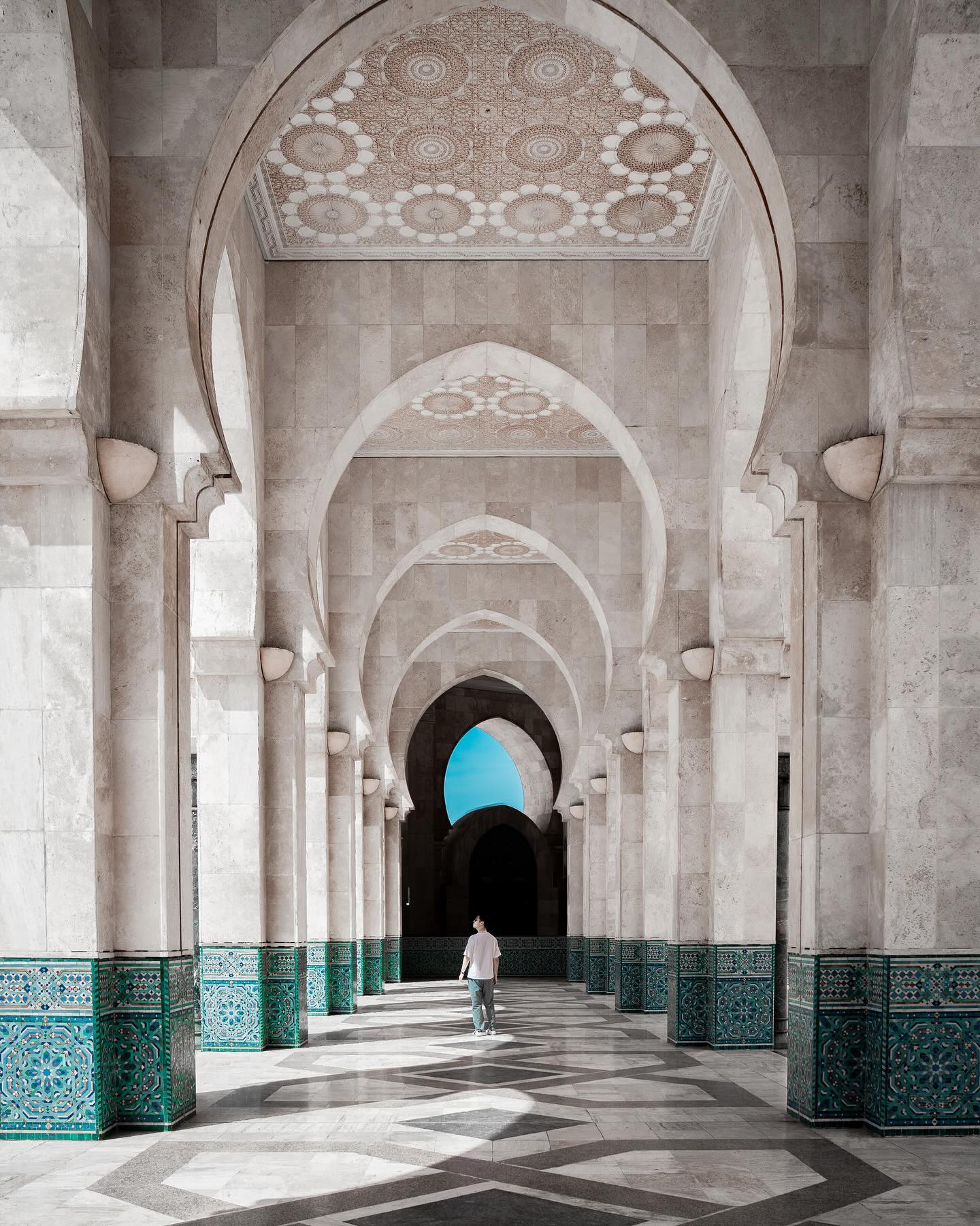 Hassan II Mosque in Casablanca overlooking the Atlantic Ocean