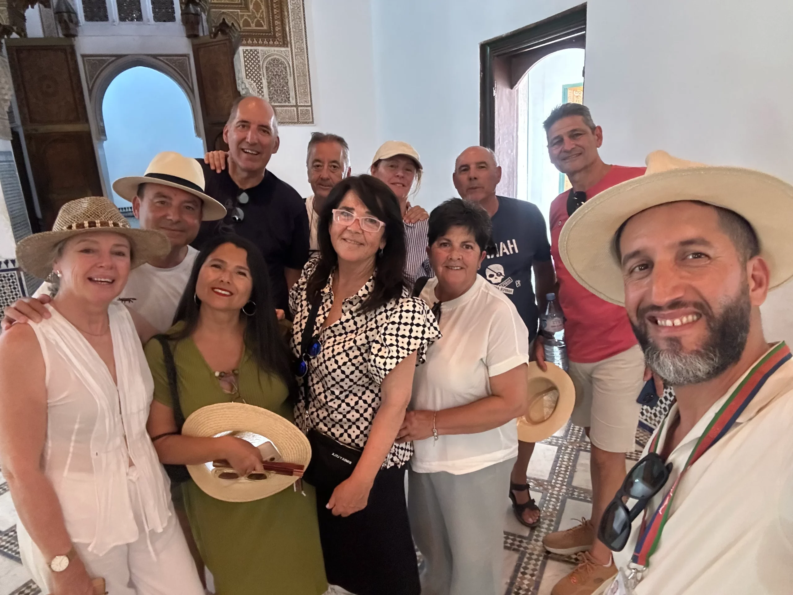 Happy tourists with local guide Morocco