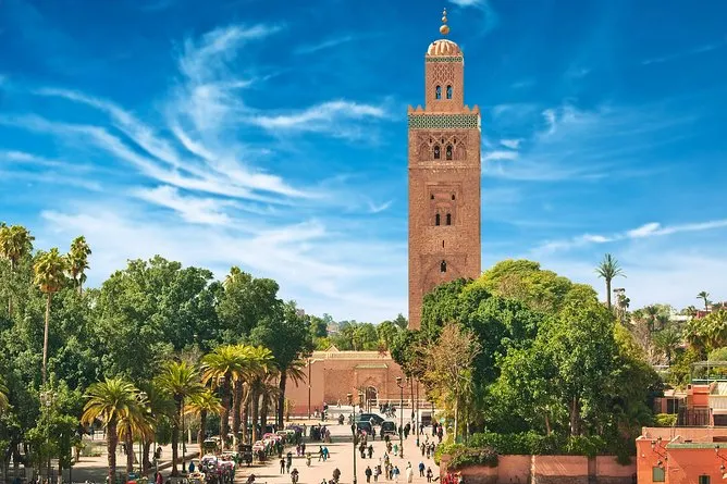 Marrakech, Morocco, showcasing vibrant markets, historic architecture, and the Atlas Mountains in the background. Photography Tour in Marrakech