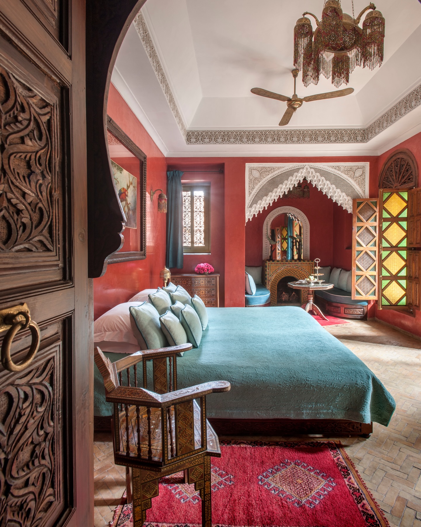 La Sultana Marrakech luxury suite with Moroccan furnishings and marble bathroom