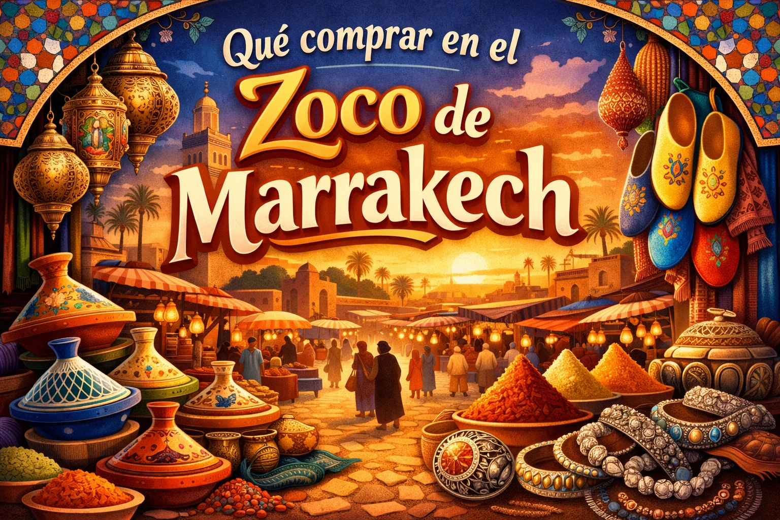 Productos artesanales expuestos en el zoco de Marrakech — qué comprar en el mercado de la medina