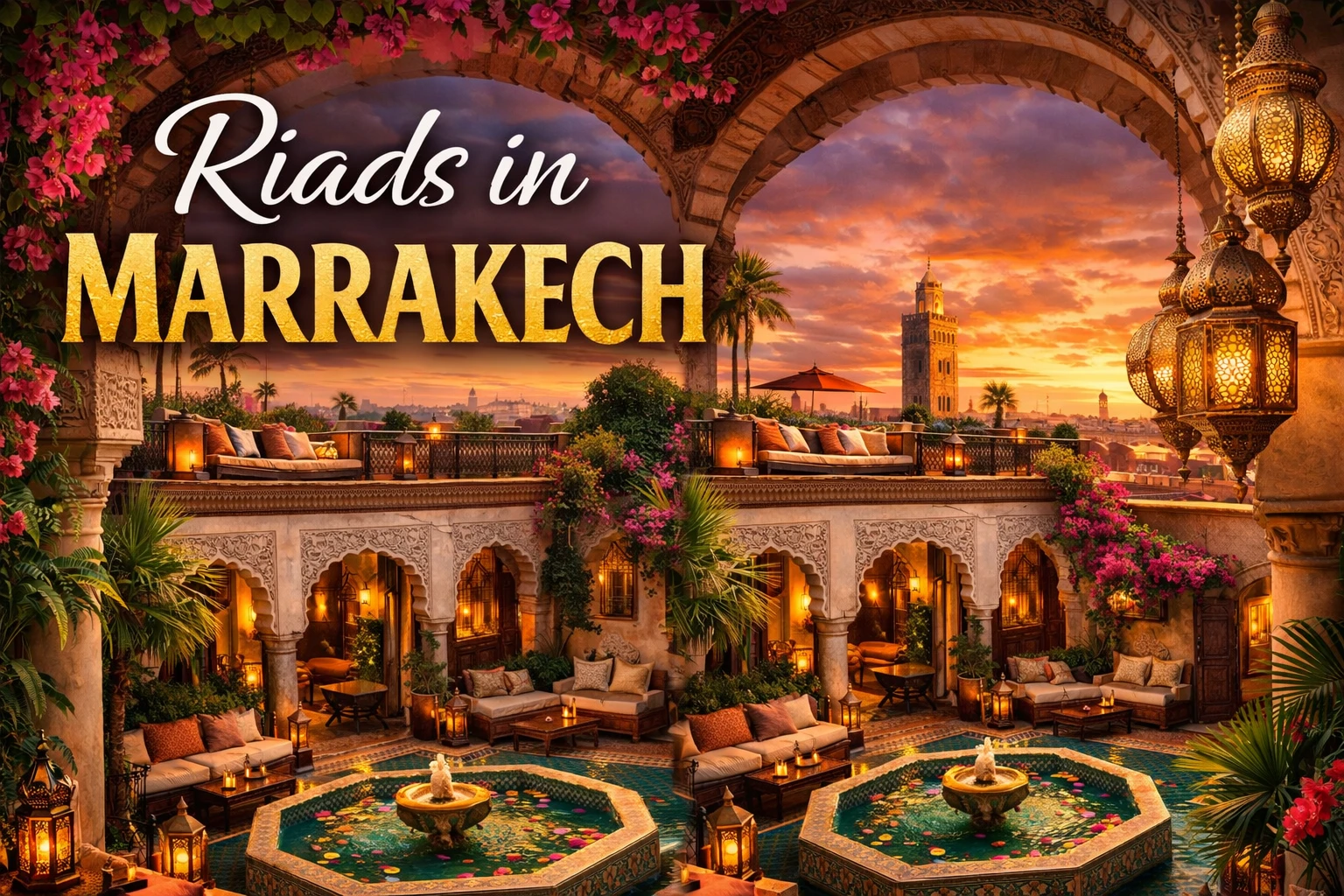 Architectural details of a traditional Moroccan riad