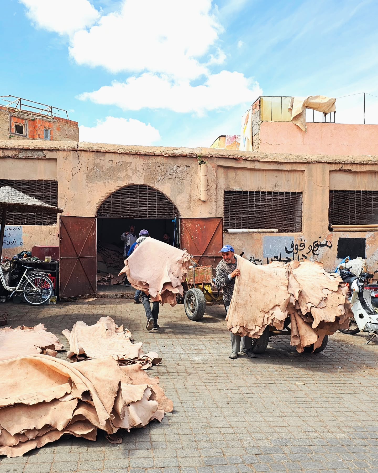 Authentic leather products in Marrakech souk