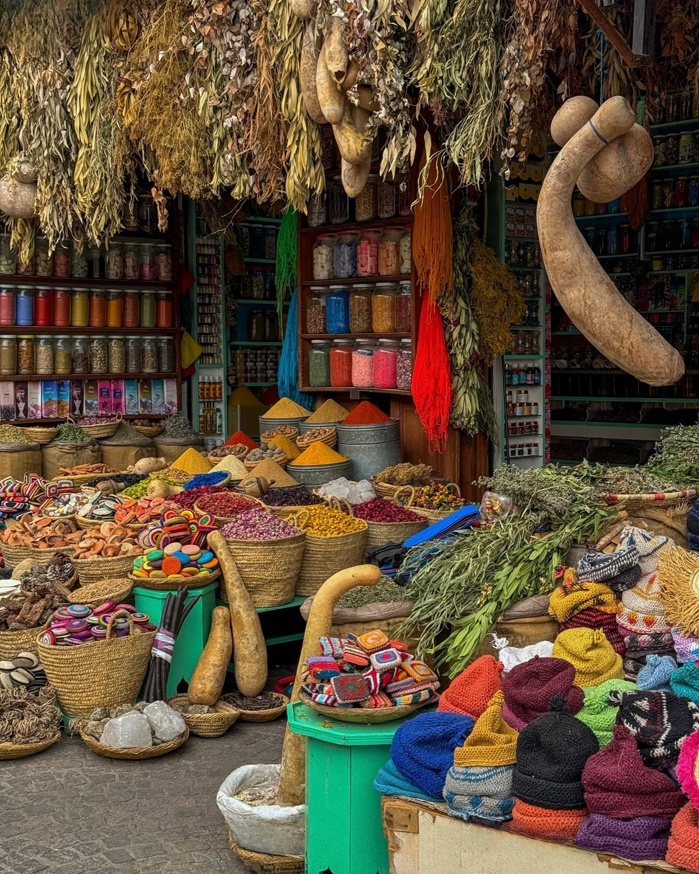Colorful spices displayed at Marrakech Spice Souk