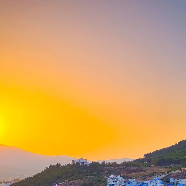 Chefchaouen Spanish mosque viewpoint sunset Morocco