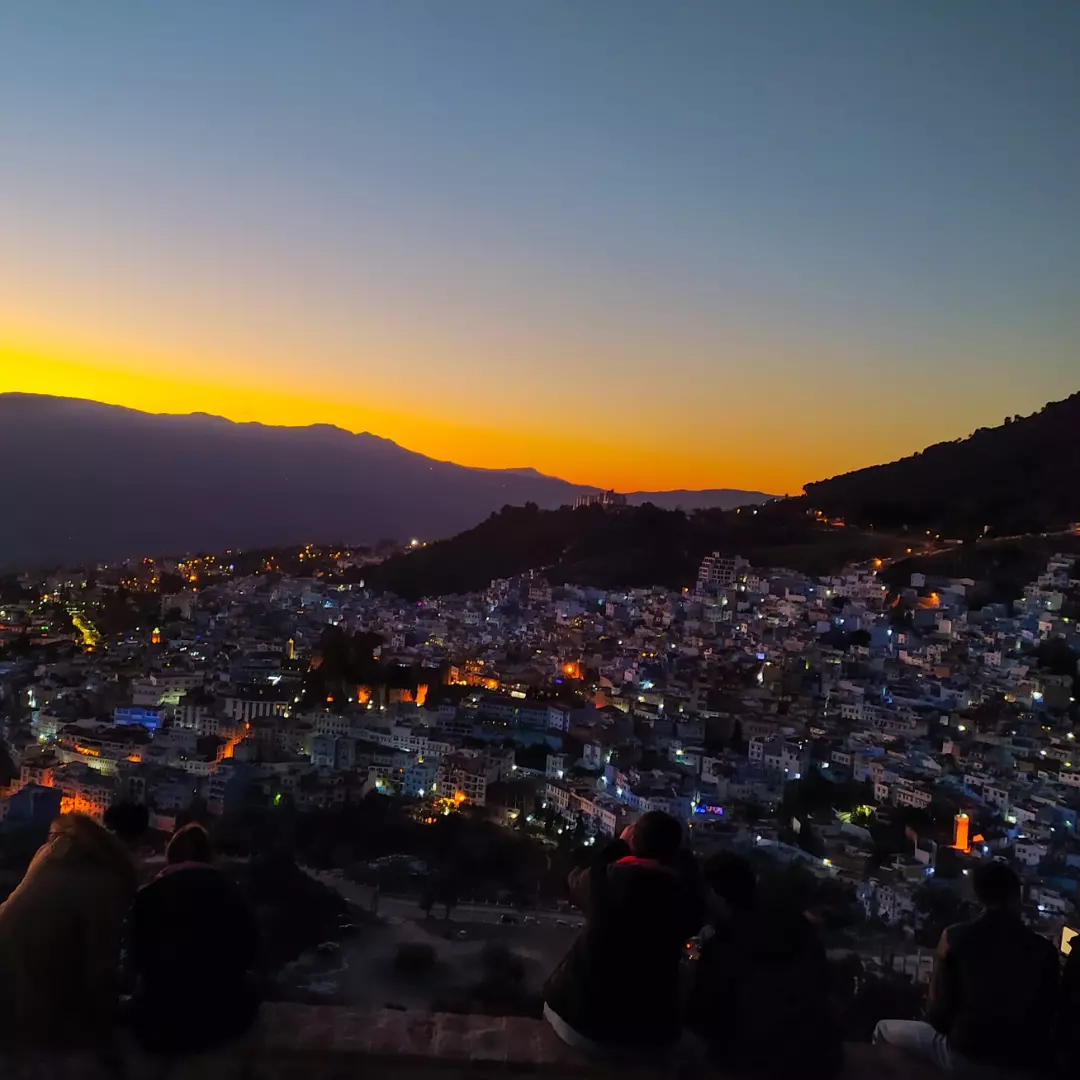 Chefchaouen medina at dusk blue city Morocco