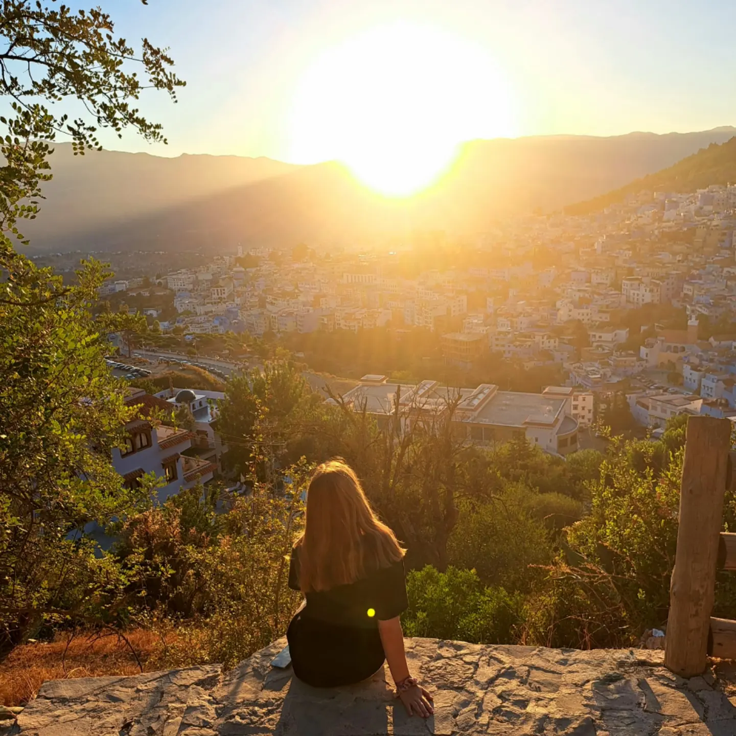 Chefchaouen panoramic view at sunset Morocco
