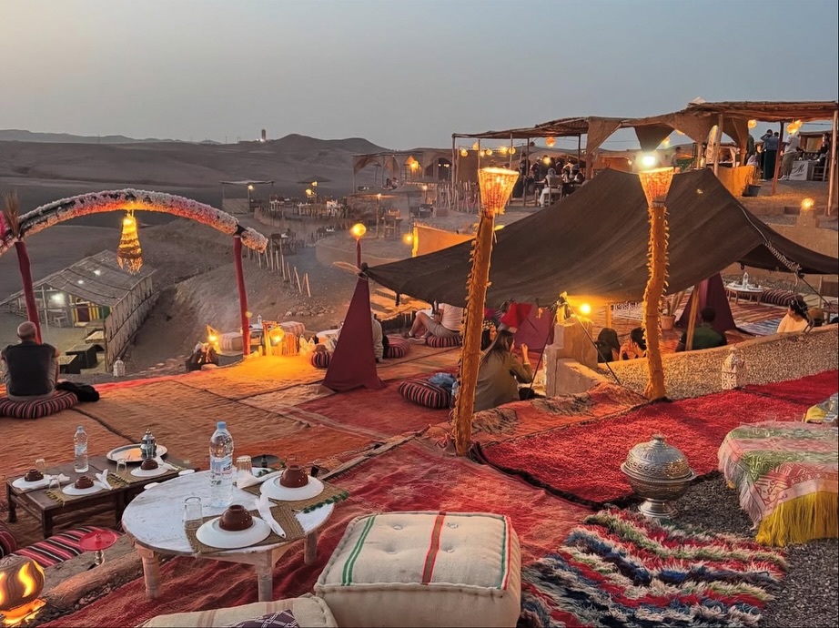 Desert camp dinner under stars Morocco Sahara