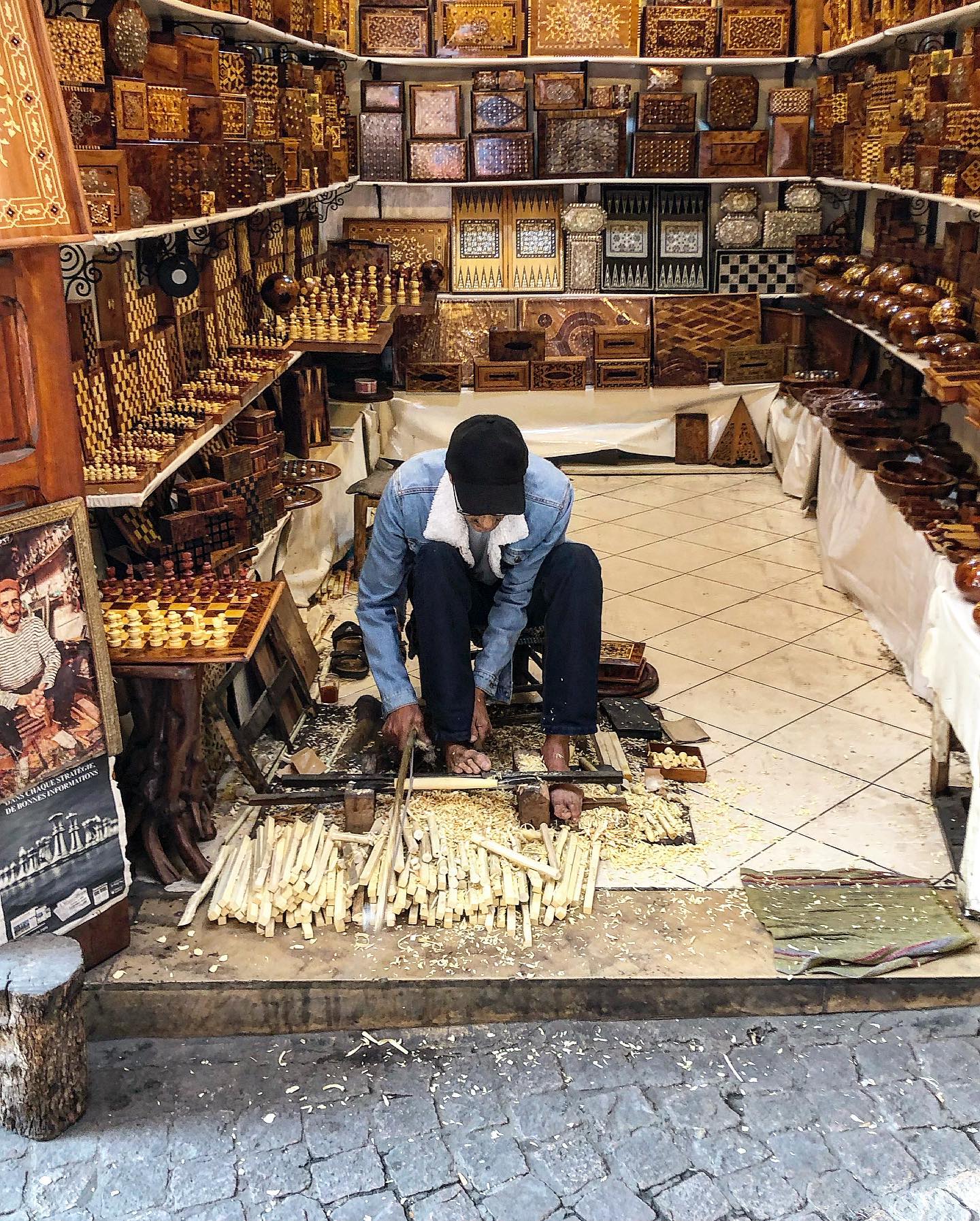 Craftsman at work in the souks of Marrkech medina