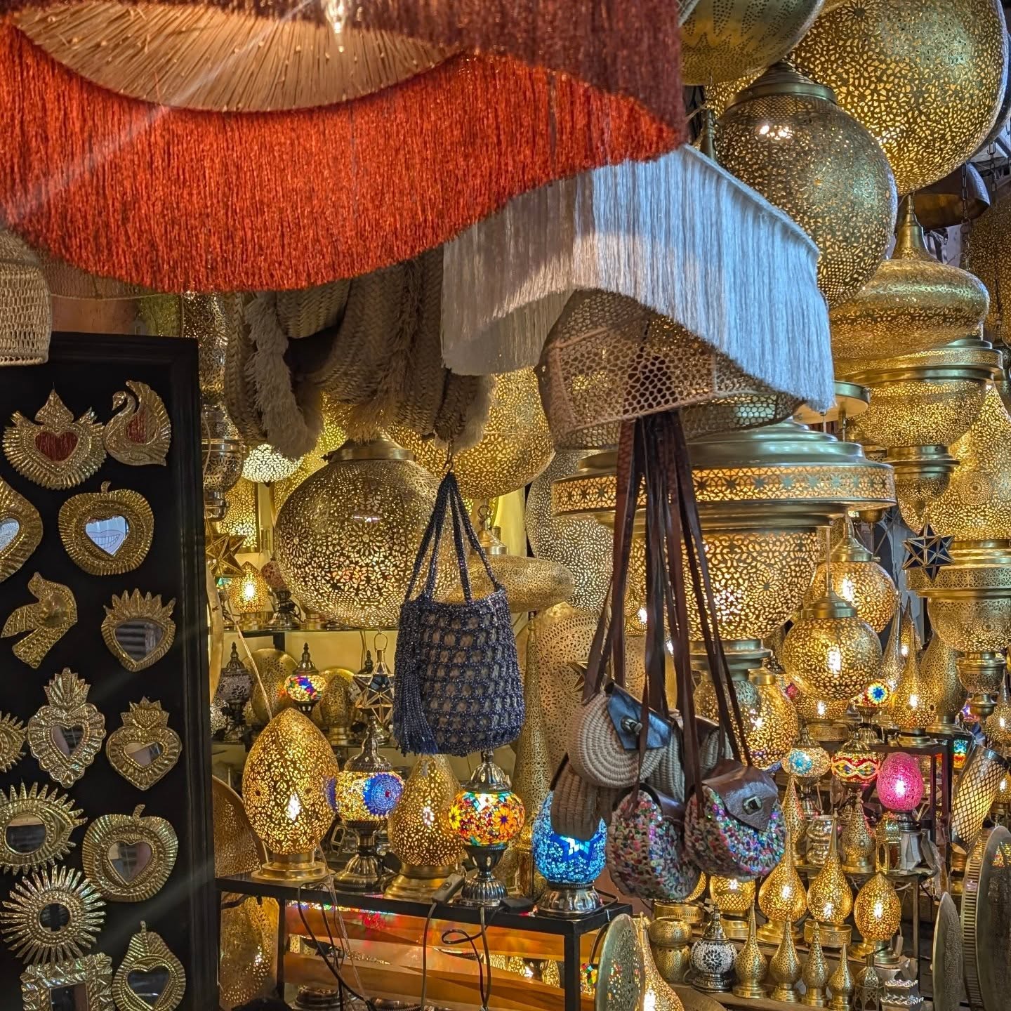 Spices and colourful products in the souk el-Attarine Marrkech