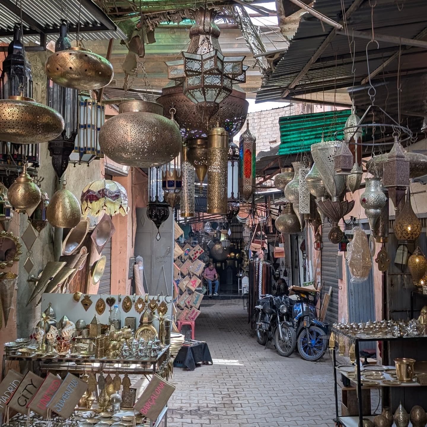 Lanterns and metalwork in the Souk Haddadine Marrkech