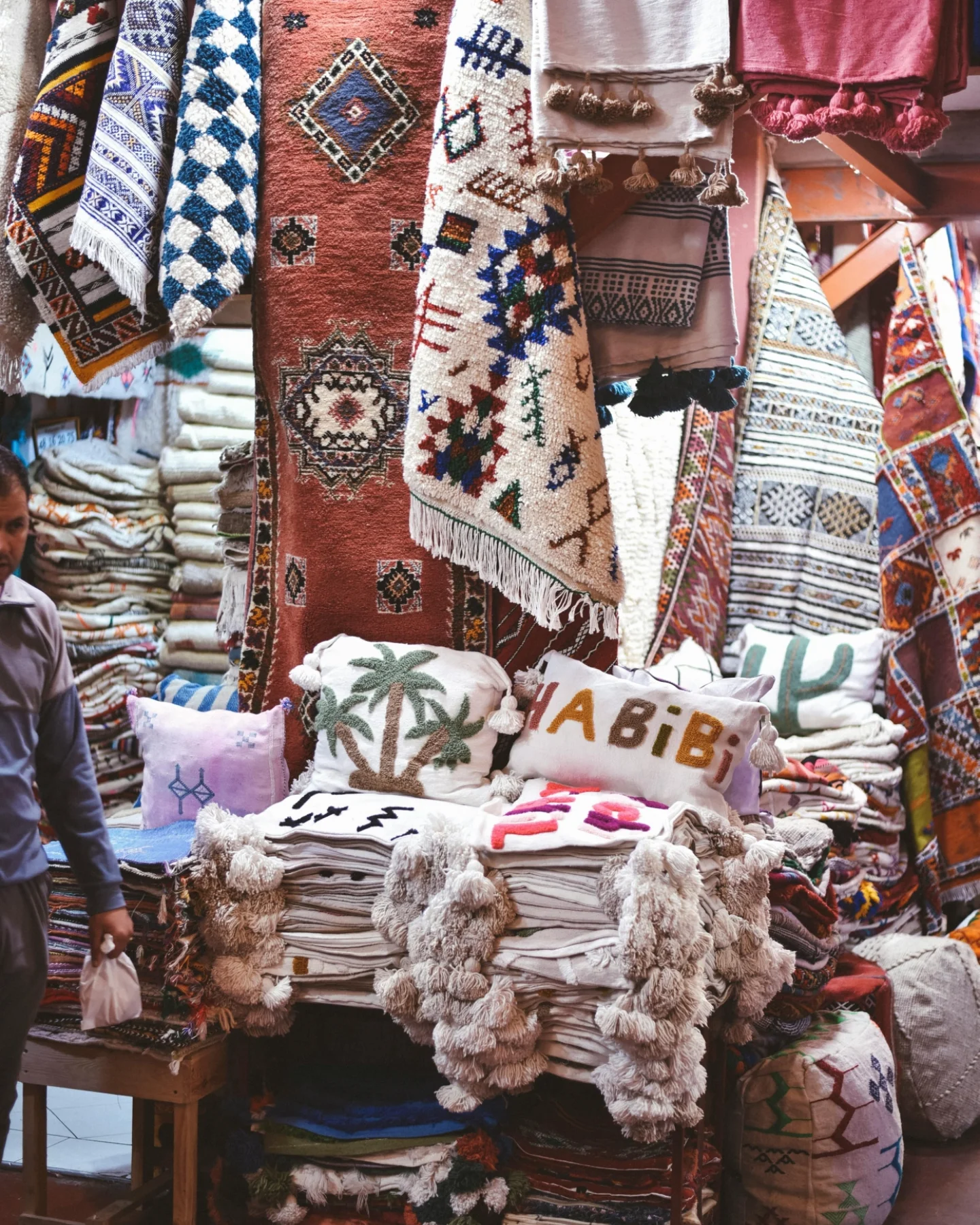 Colorful Moroccan Berber rug with traditional symbols