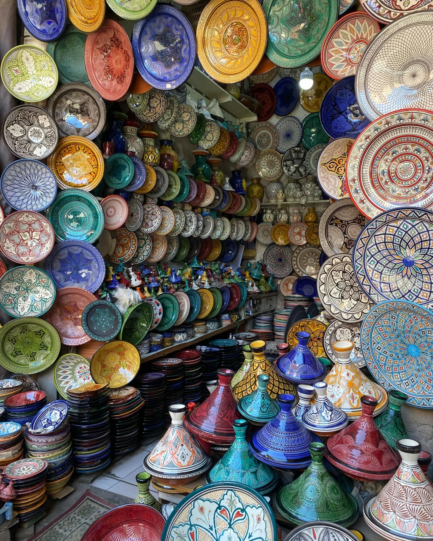 Colourful hand-thrown Moroccan ceramic pieces