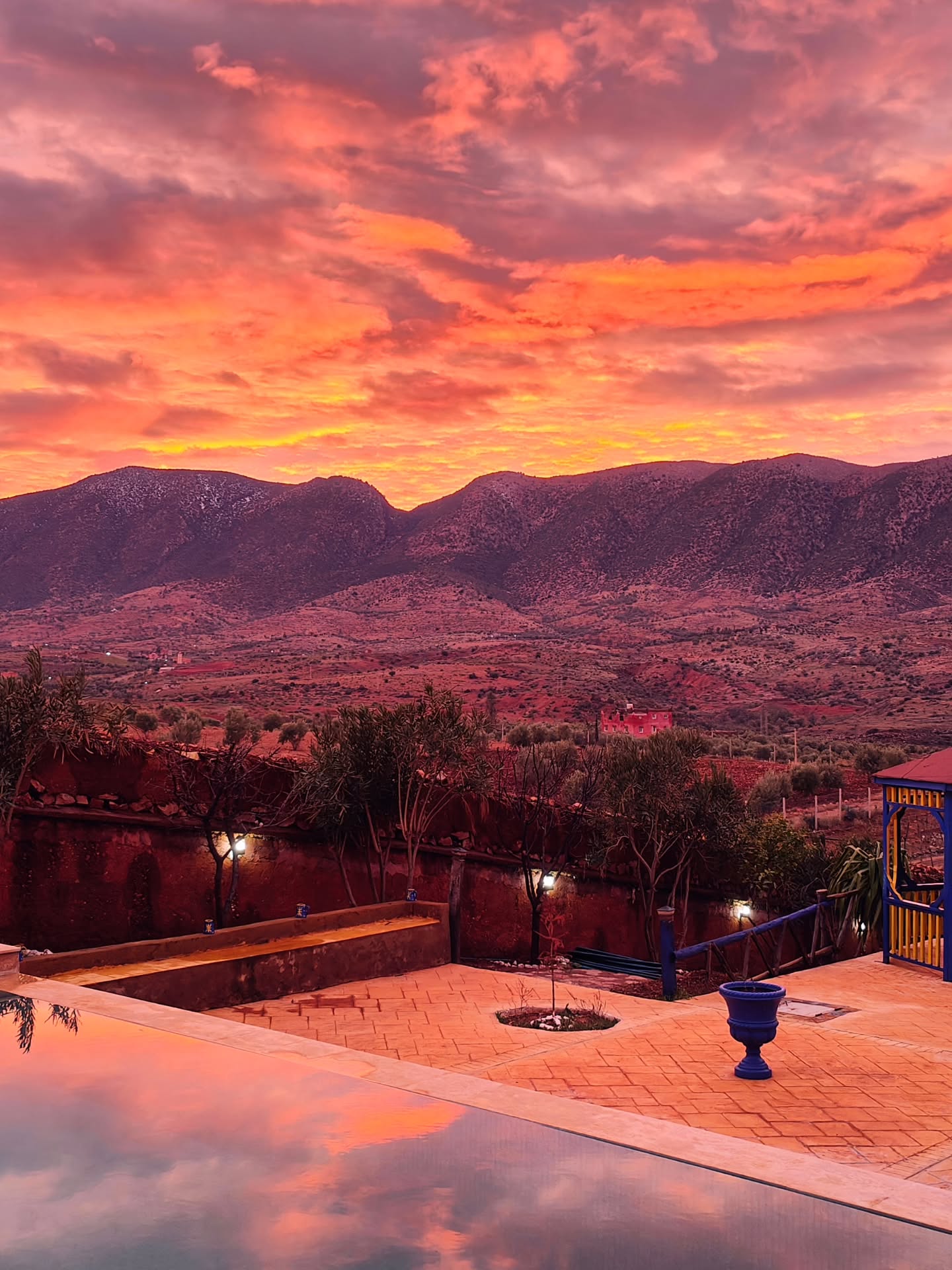 Ouzoud Waterfalls sunset rainbow mist Morocco