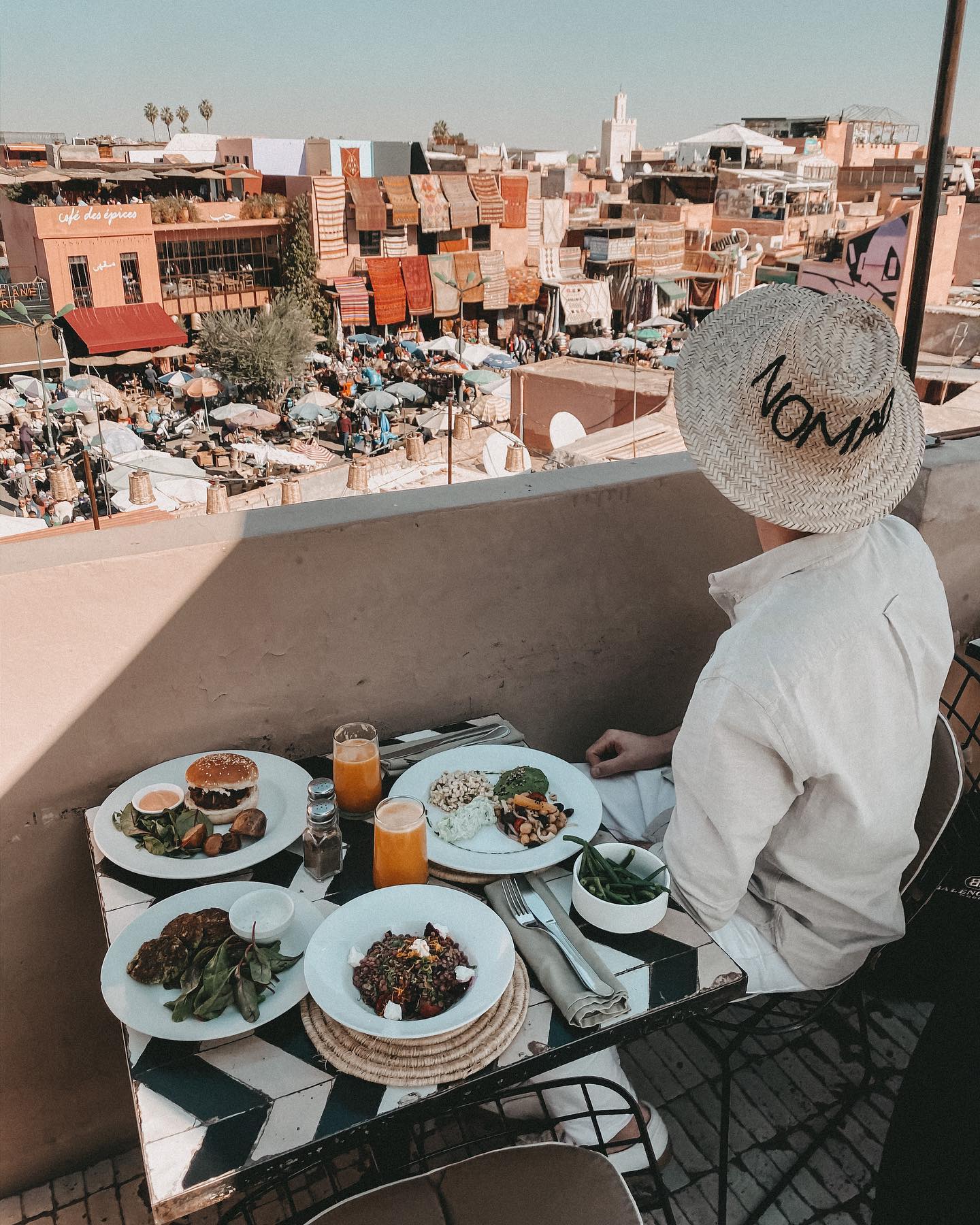 Rooftop dining Marrakech sunset view Morocco Koutoubia