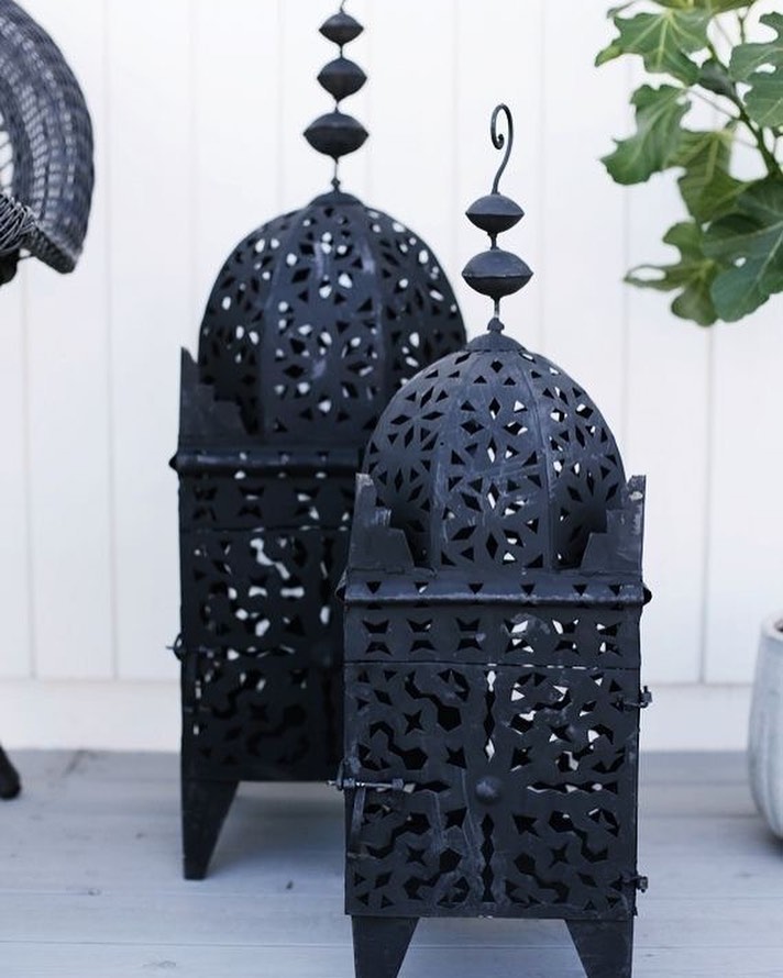 Moroccan wrought iron lanterns handcrafted in souk