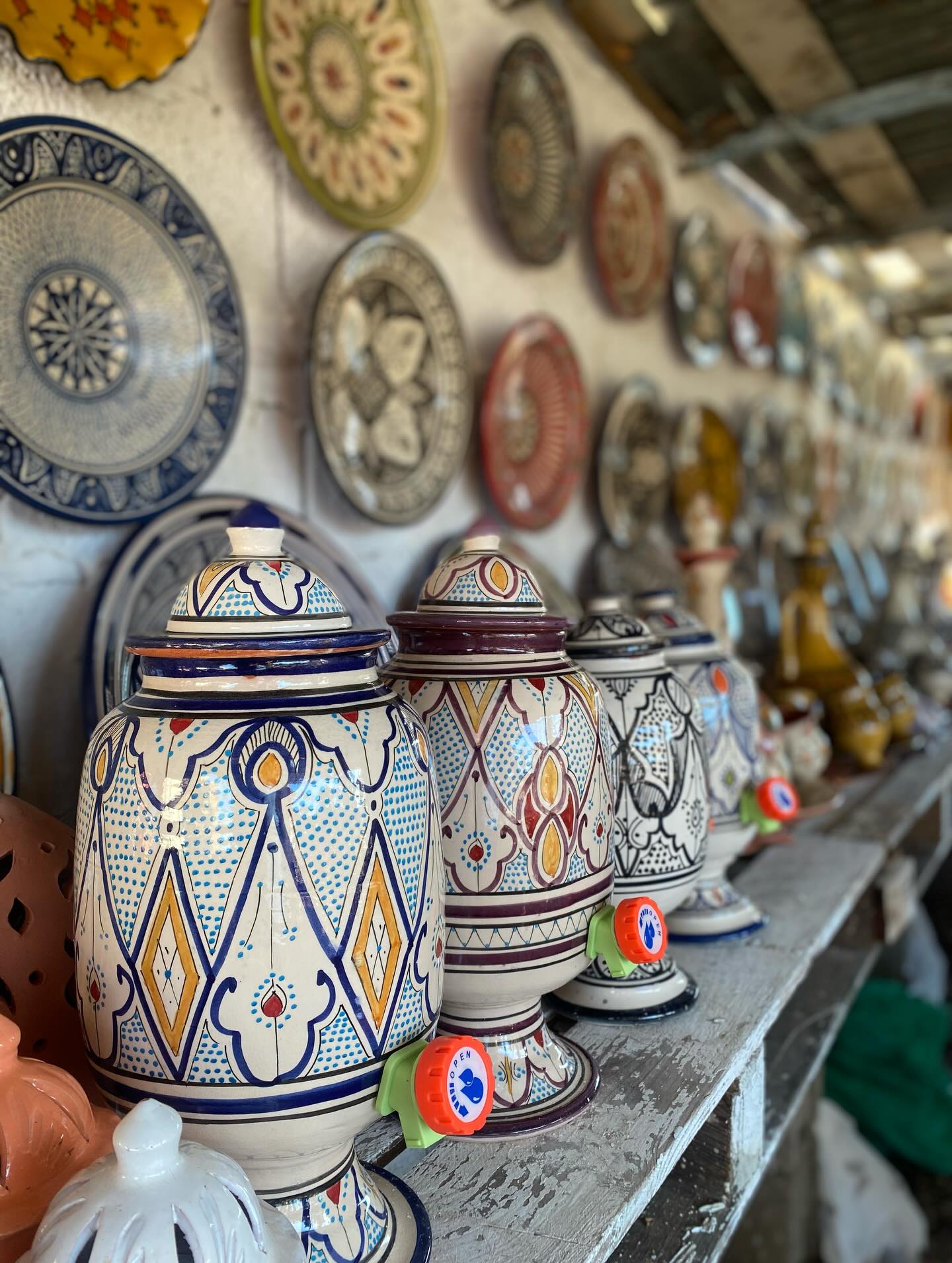 Traditional Moroccan pottery hand-painted in Fez