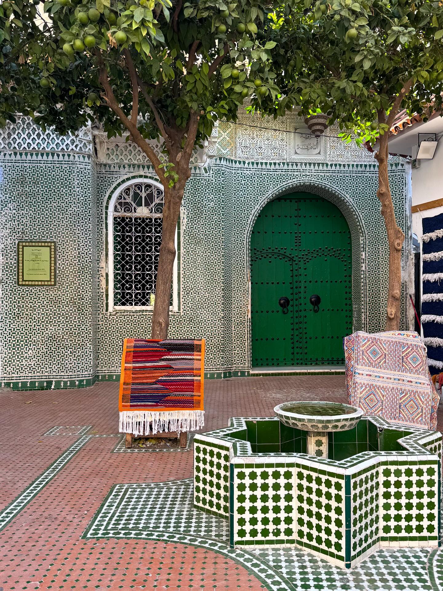 Tangier medina street with traditional Moroccan architecture