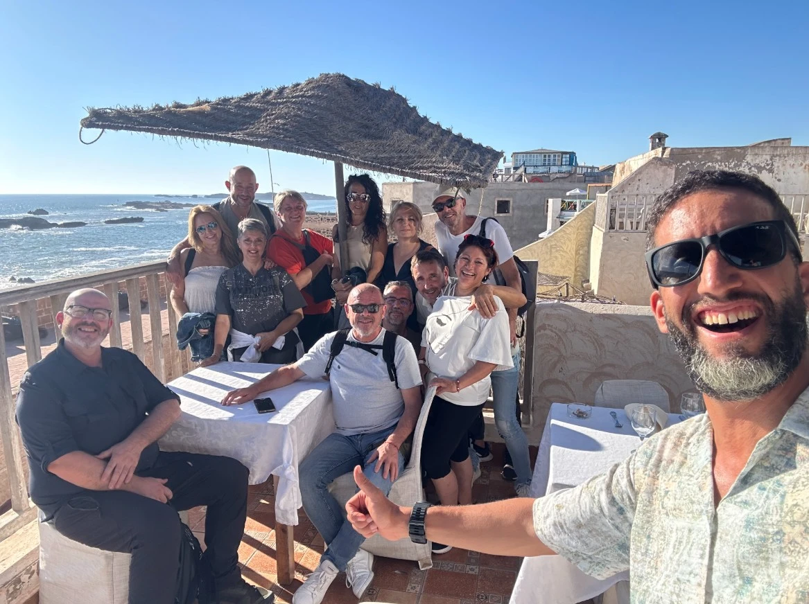 Seniors experiencing the Sahara desert dunes on a Morocco senior tour