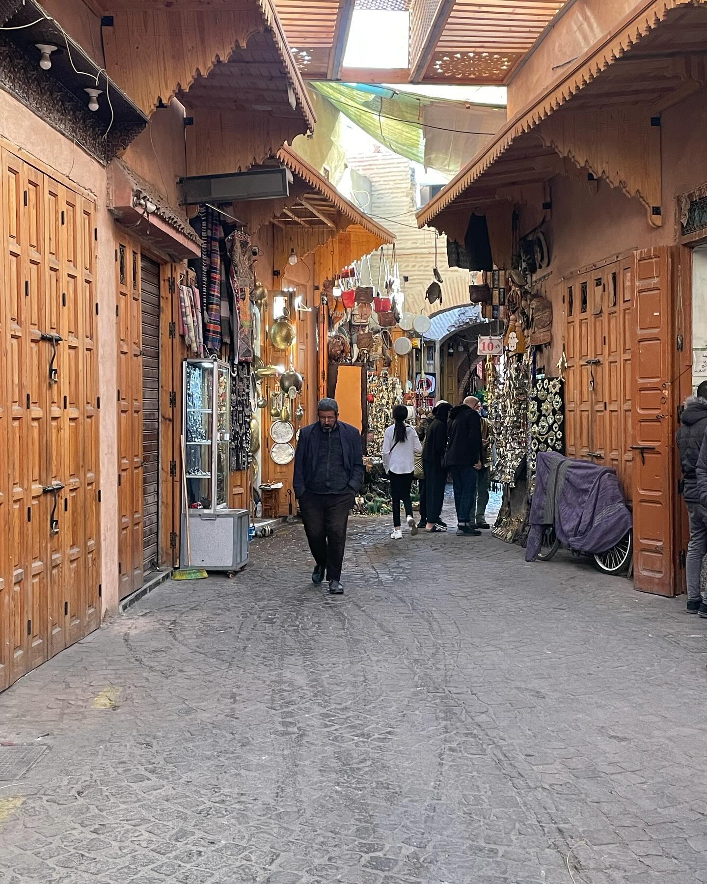 Colourful goods in the souks of Marrkech medina