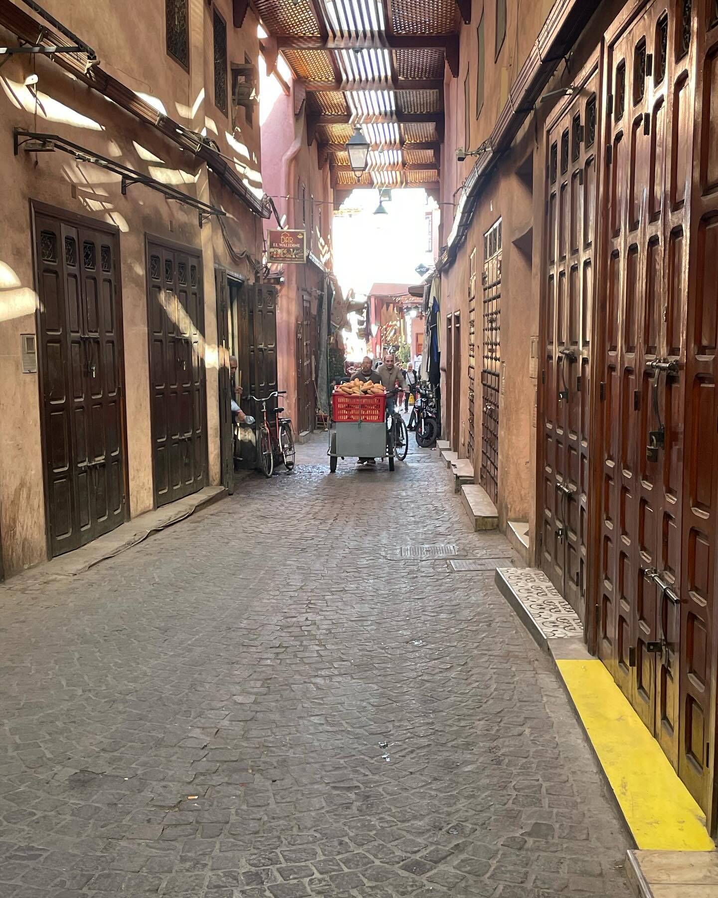 Traditional crafts and textiles inside the souks in Marrkech