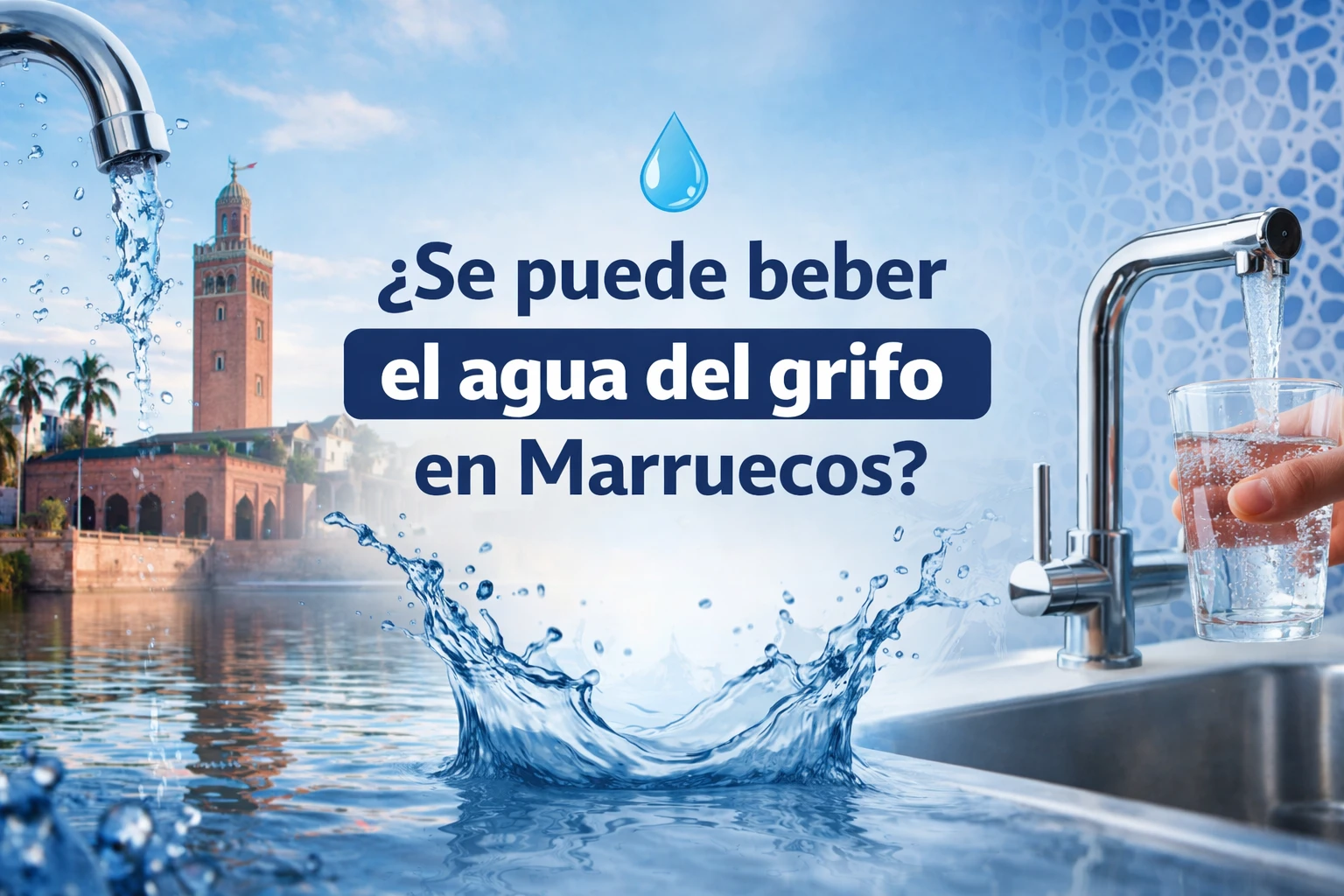 Fuente en la medina de Marruecos — seguridad del agua del grifo para turistas