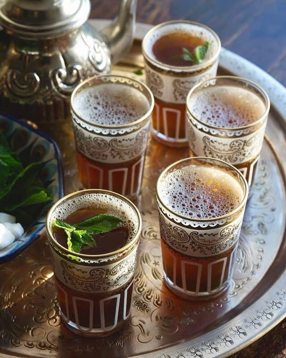 Mint tea being poured in Morocco