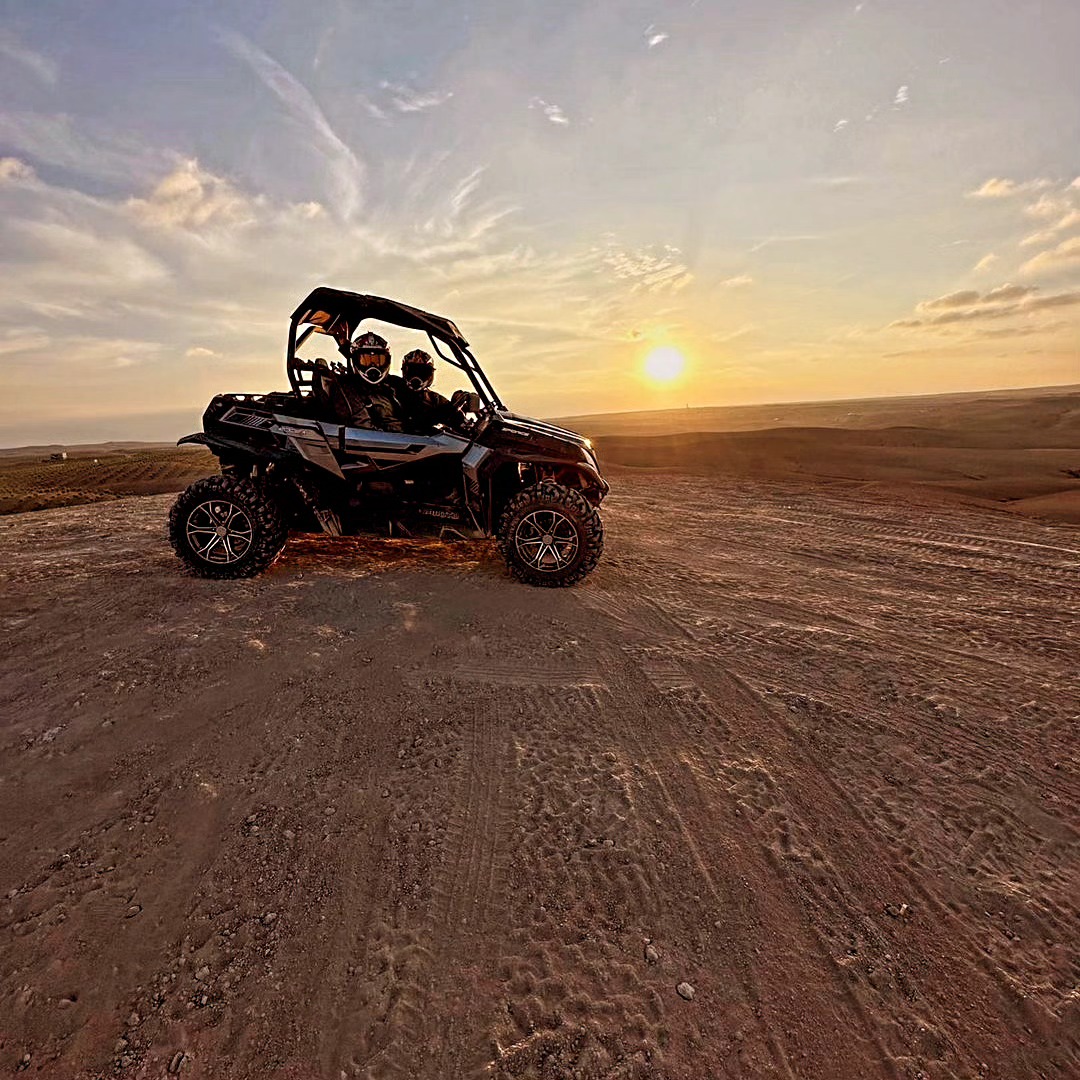 Buggy driving across rocky Agafay desert tracks near Marrakech