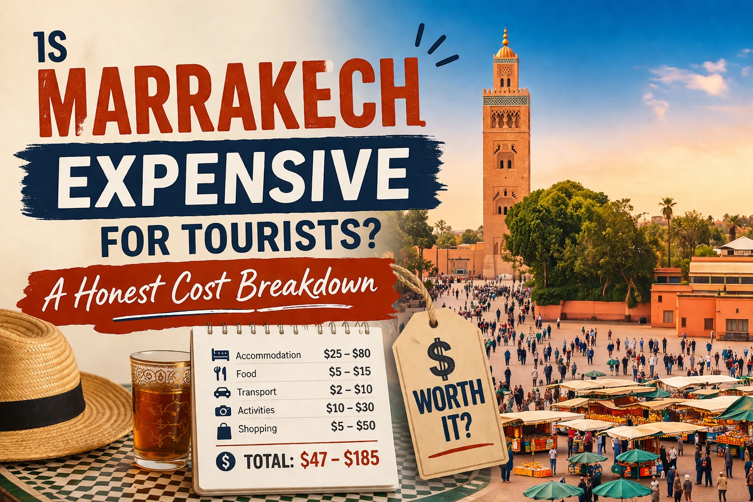 Marrakech medina and Koutoubia Mosque — travel costs overview