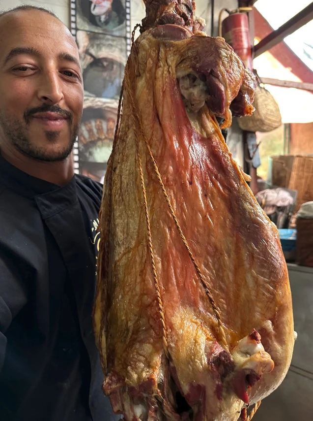 Mechoui whole roasted lamb in Marrakech medina