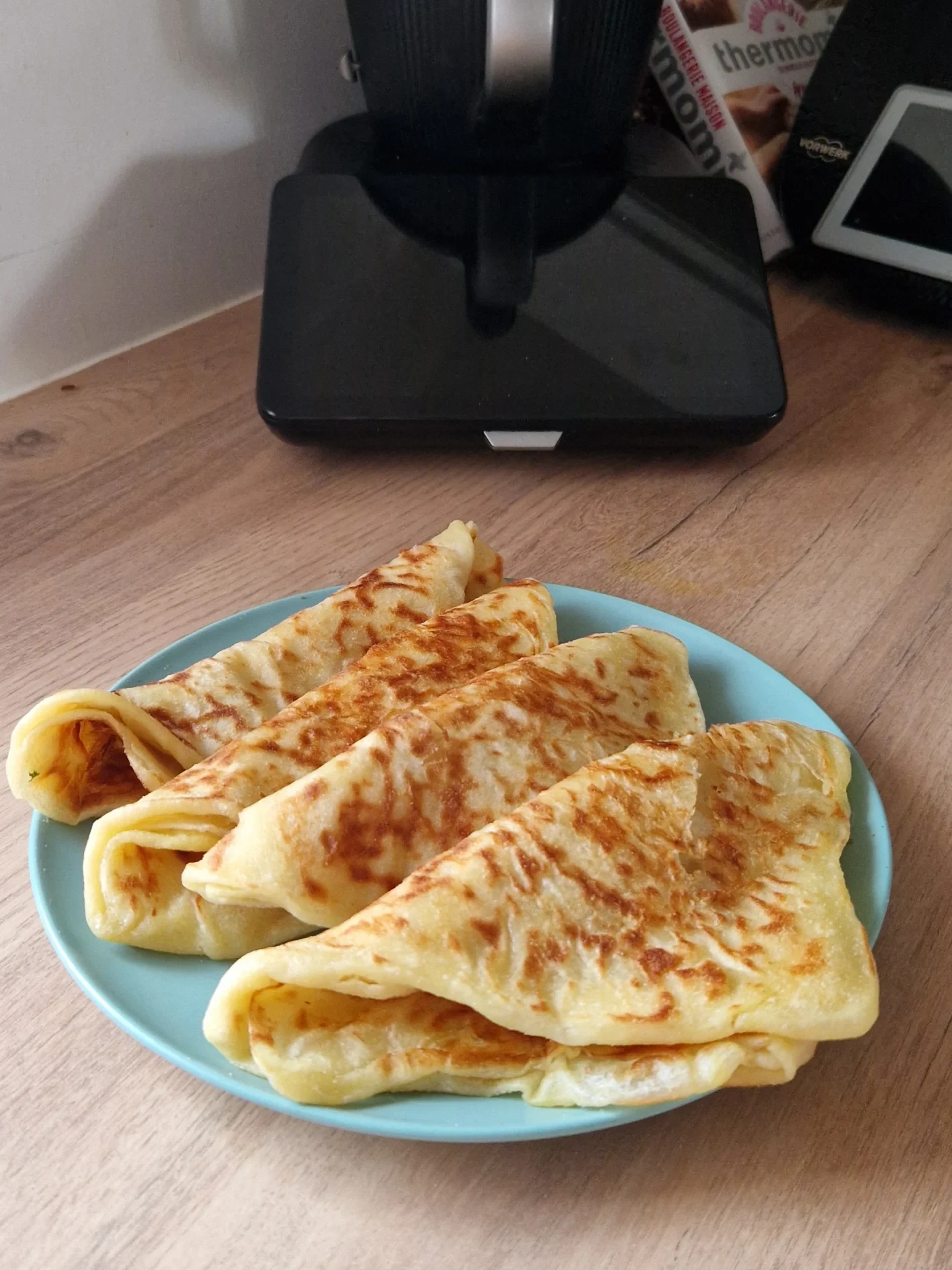 Moroccan msemen flatbread served with honey and butter