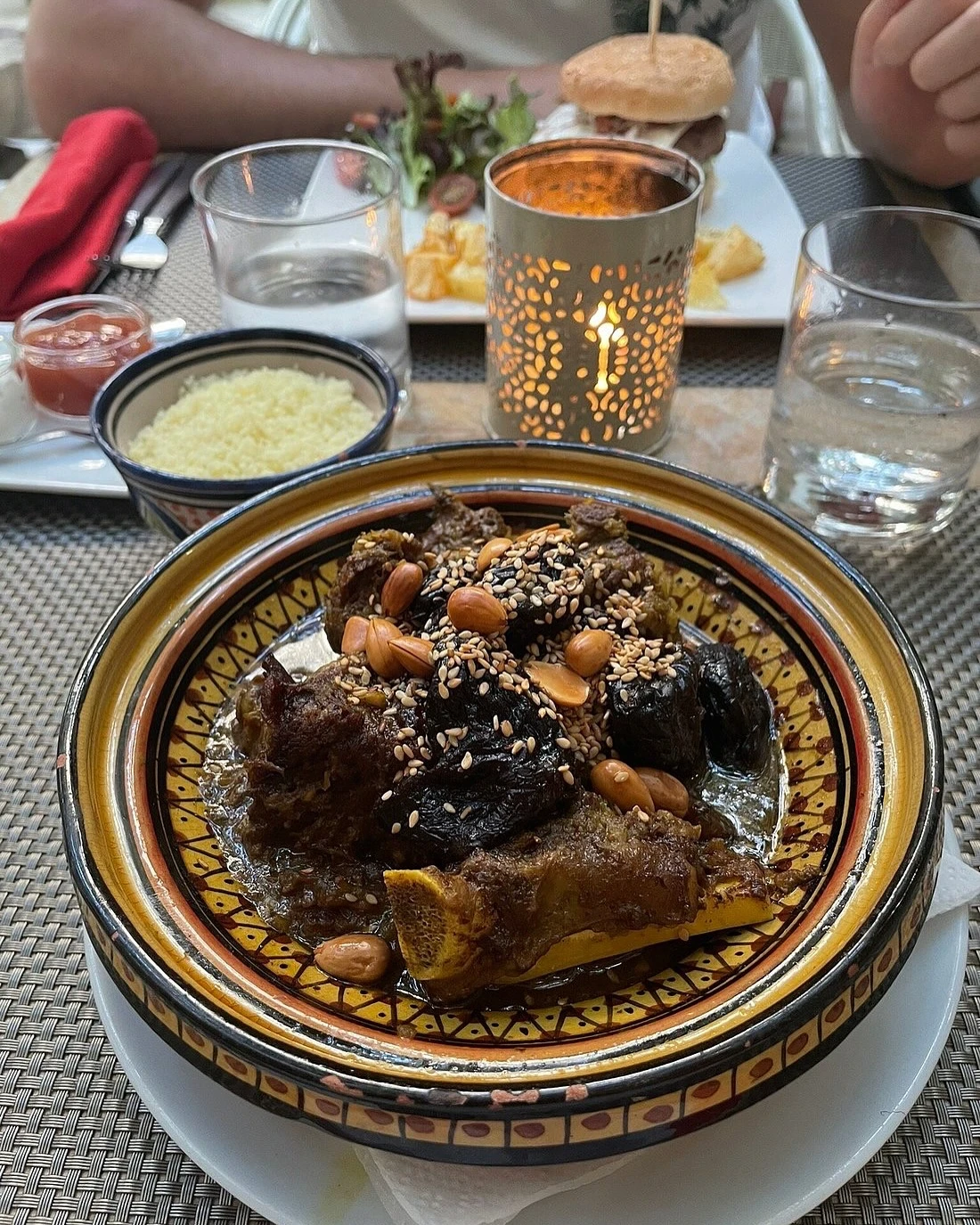 Moroccan tagine clay pot with lamb and preserved lemon