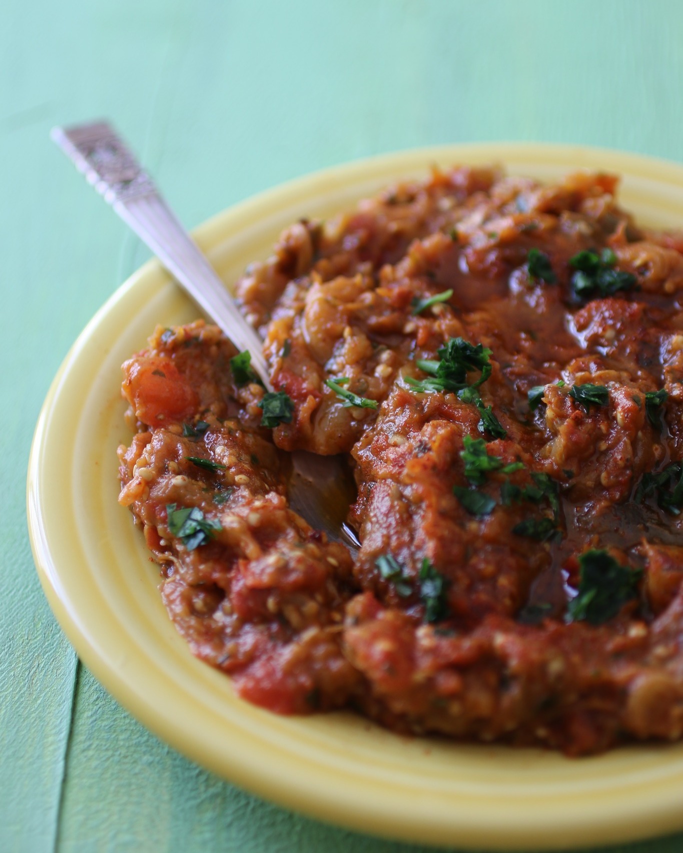 Zaalouk — Moroccan smoky aubergine and tomato salad