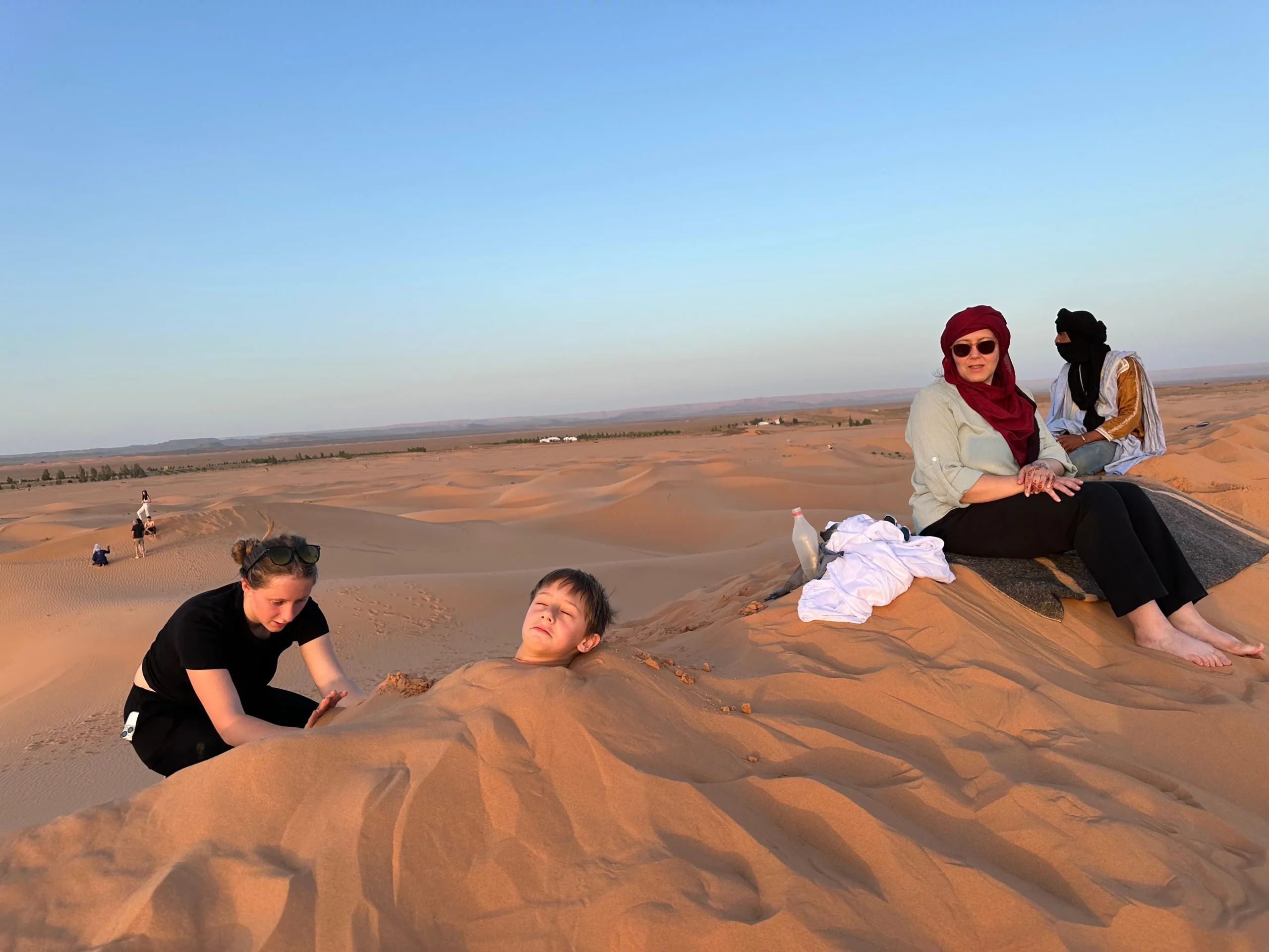 The golden Sahara desert landscape near Merzouga on a Morocco family tour