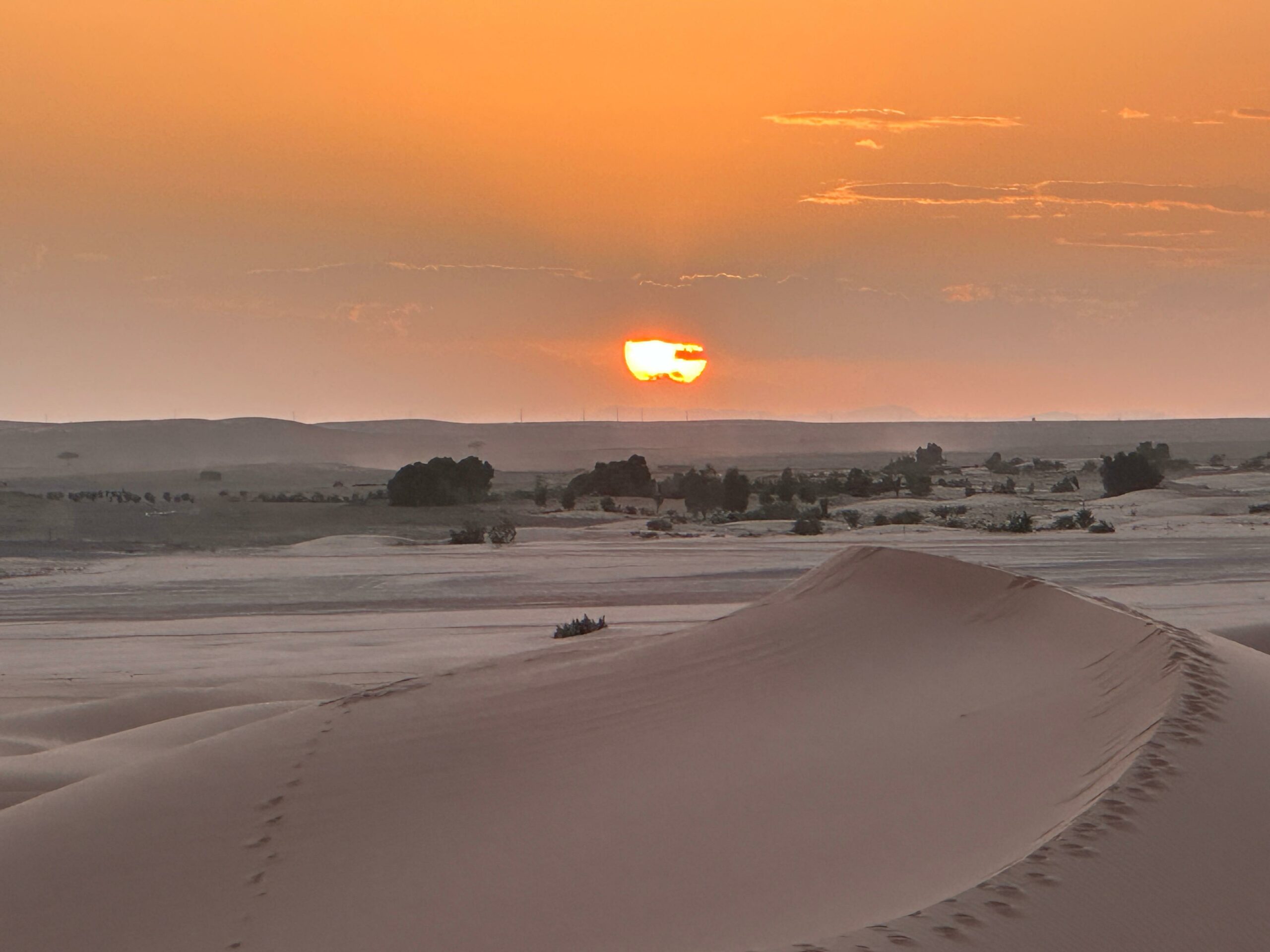 Sahara Desert dunes at sunset in Merzouga Morocco