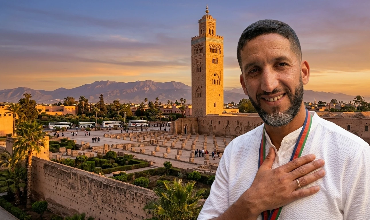 Moroccan traditional greeting gesture, hand placed over heart after handshake
