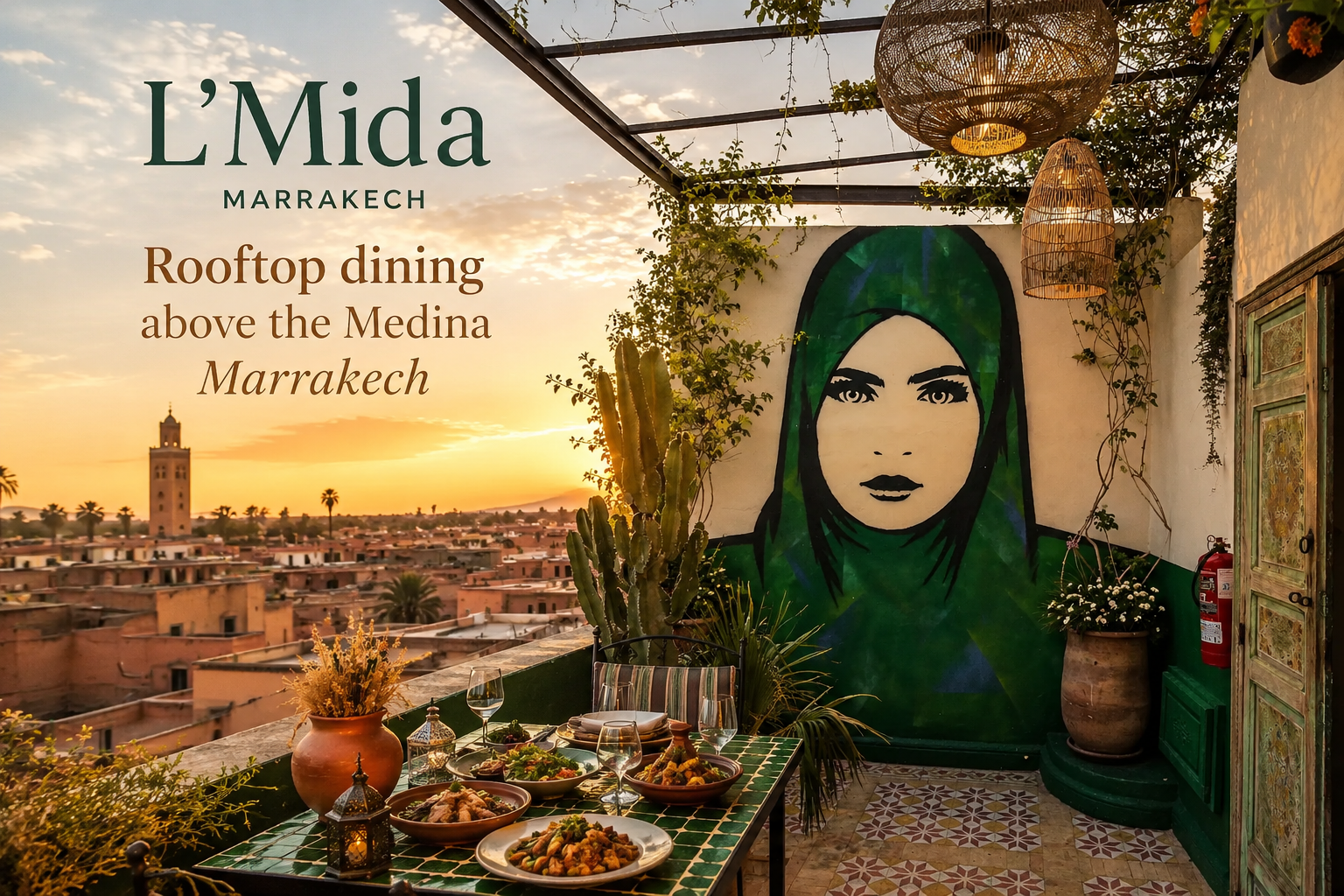 L'Mida Marrakech: Rooftop dining above the Medina Marrakech and a ...