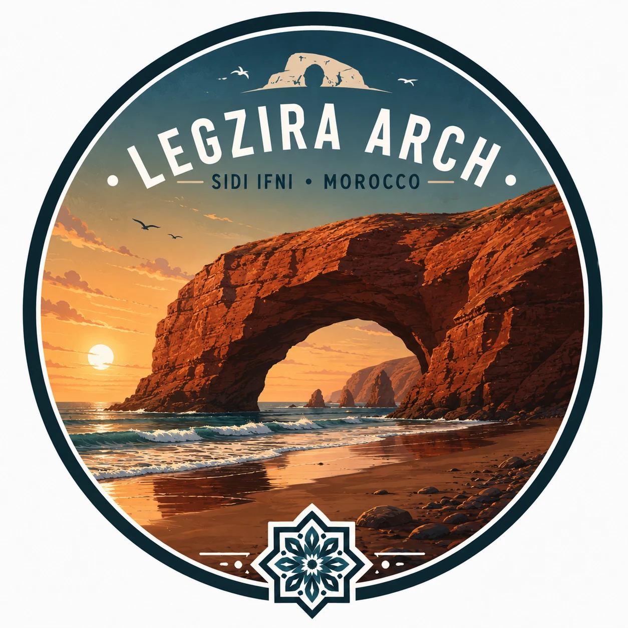 Legzira natural arch red sandstone Atlantic coast Morocco