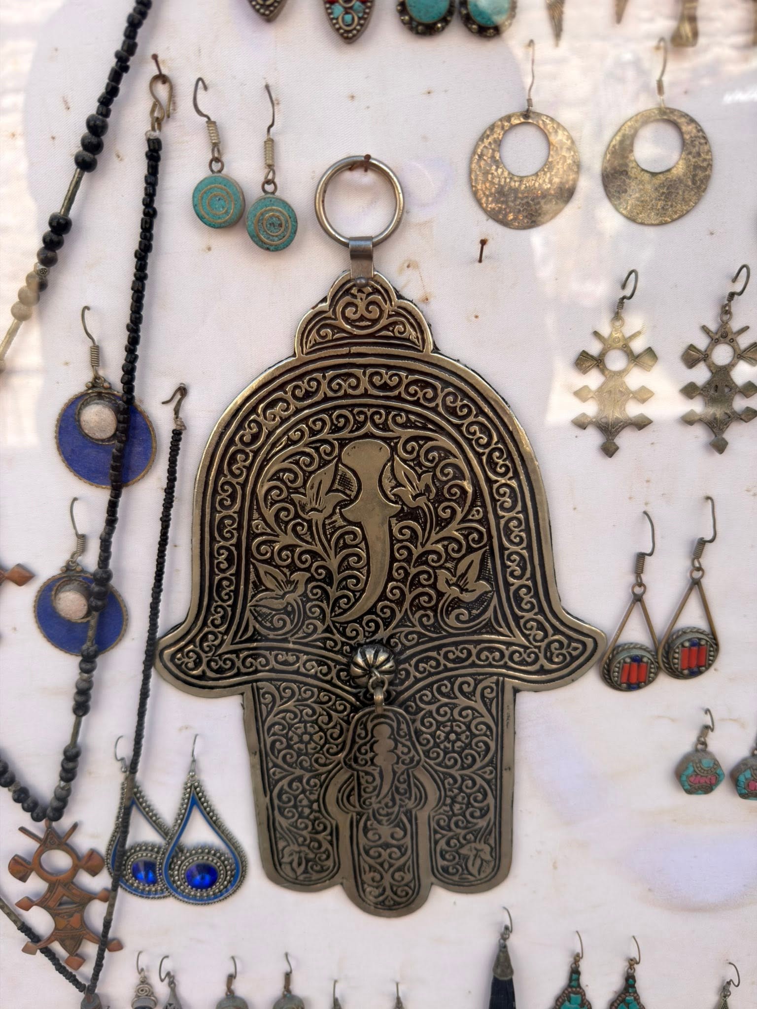 Hand of Fatima decorations in a traditional Moroccan home