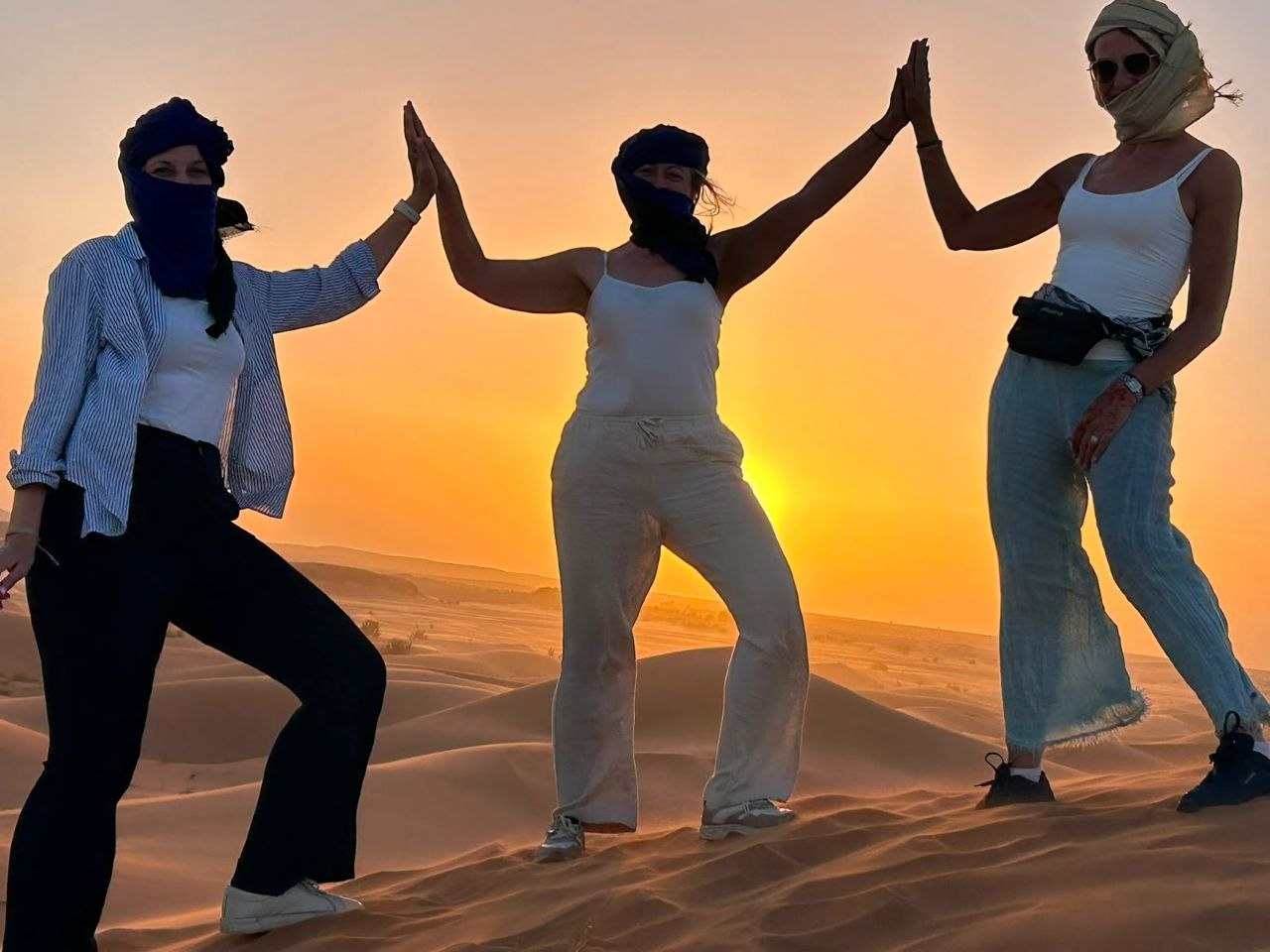 Watching the sunset in the Merzouga desert