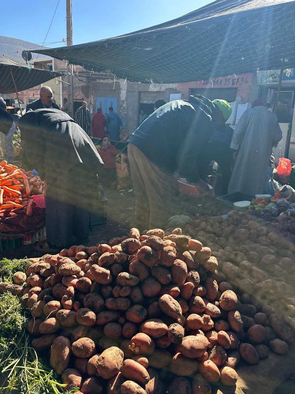 Fresh vegetables and fruits at the weekly market in Asni village