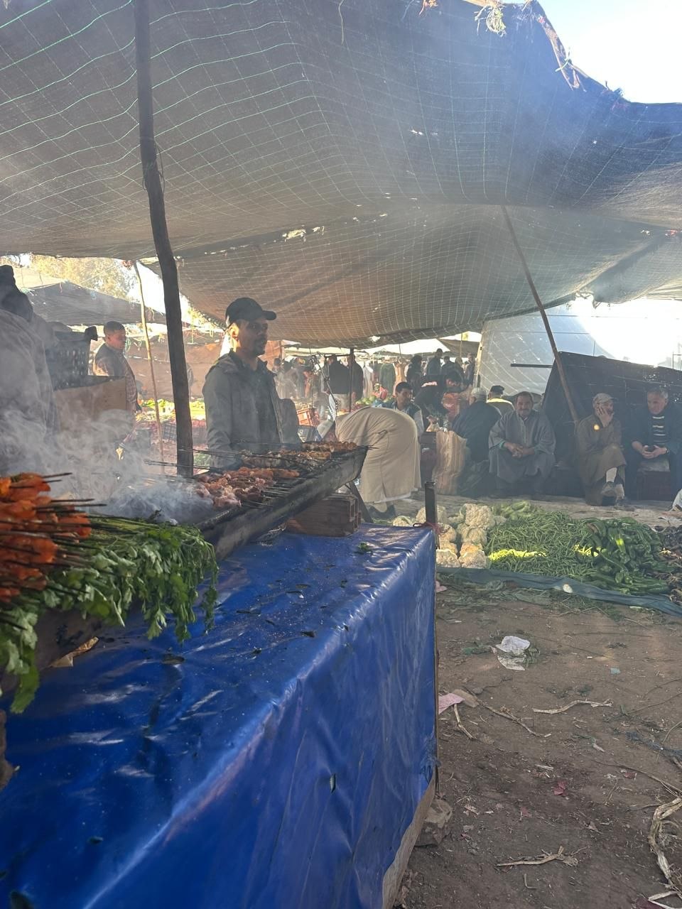 Kebab and mechoui grilling at the Asni Berber village market