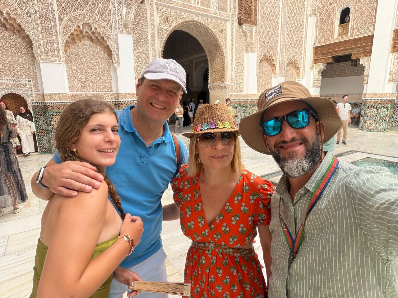 Licensed guide Mouhssine with tourists in the Marrakech medina
