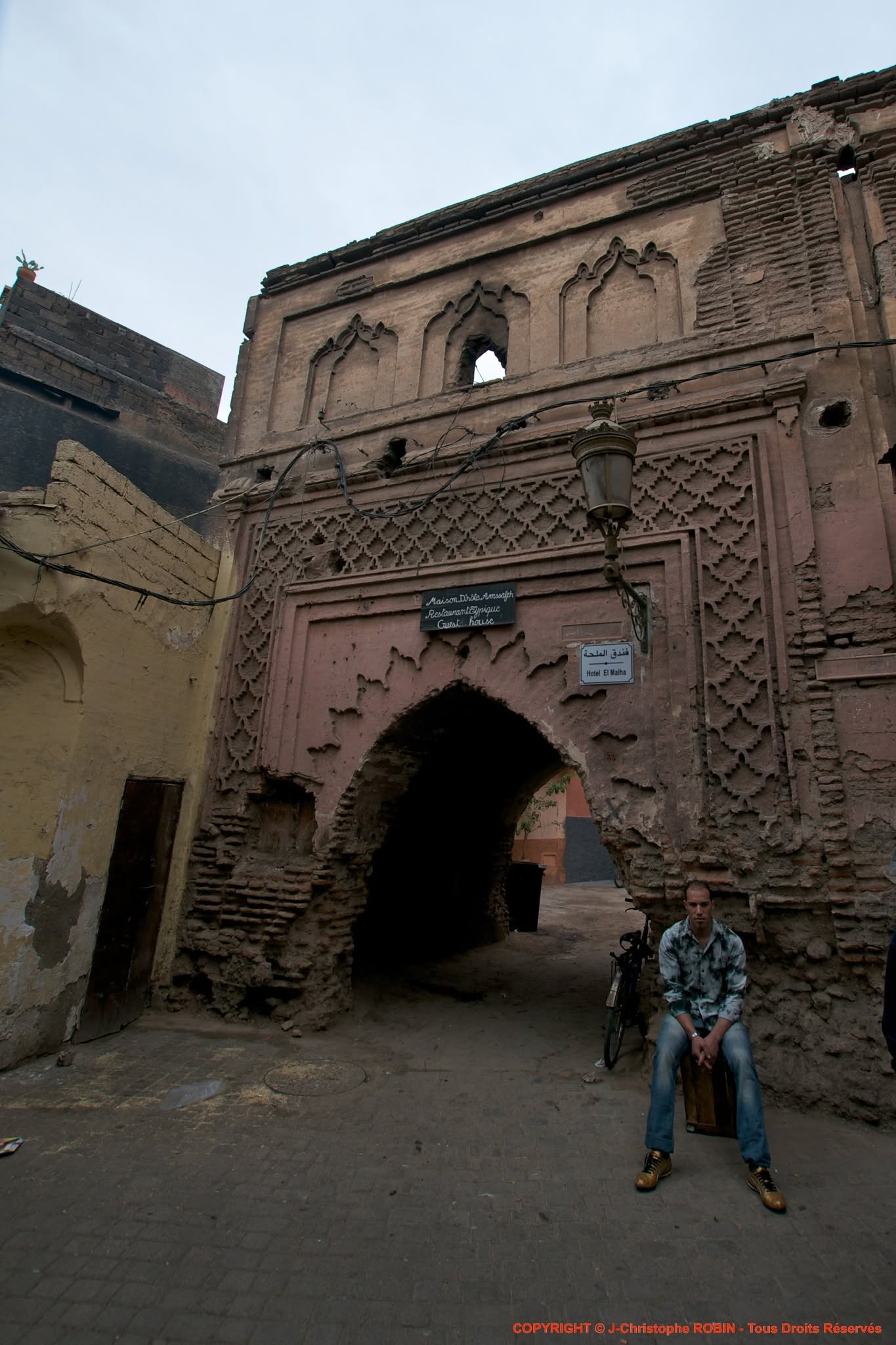 Tall balconied houses in the Mellah, the historic Jewish quarter of Marrakech