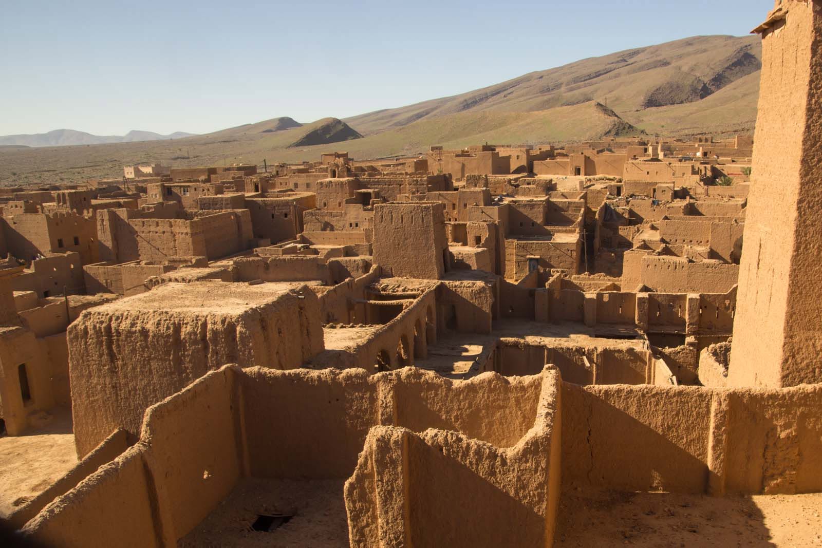Interior courtyard of Kasbah Oulad Othmane with traditional Moroccan earthen walls and arches