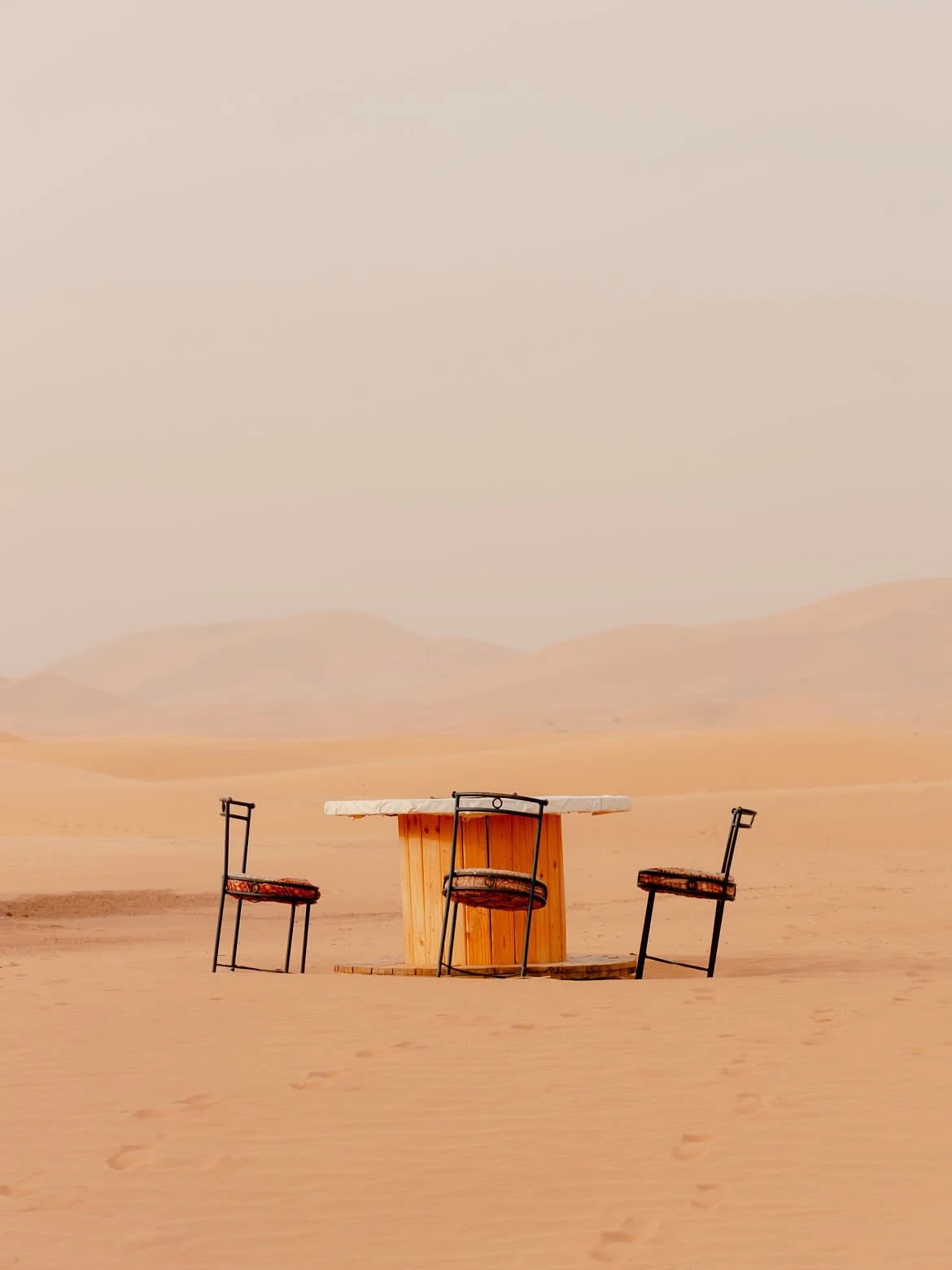 Dinner served at a private desert camp in the Sahara after sunset